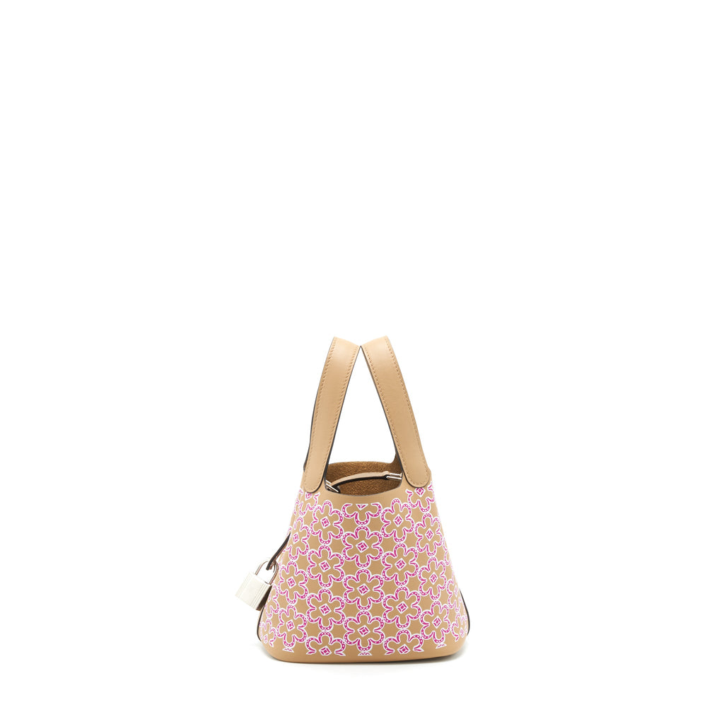 HERMES MICRO LUCKY DAISY PICOTIN 14 SWIFT CHAI/ROSE/BLANC SHW