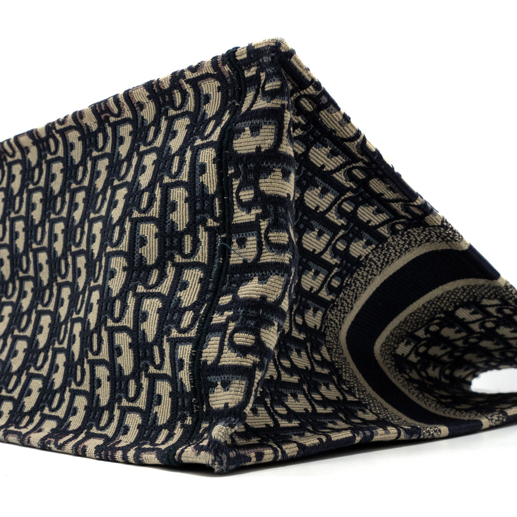 DIOR LARGE BOOK TOTE BLUE DIOR OBLIQUE EMBROIDERY