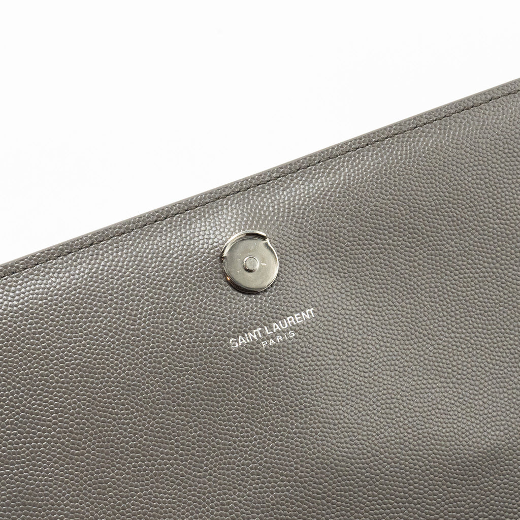 SAINT LAURENT/YSL MEDIUM KATE BAG GRAINED CALFSKIN GREY SHW