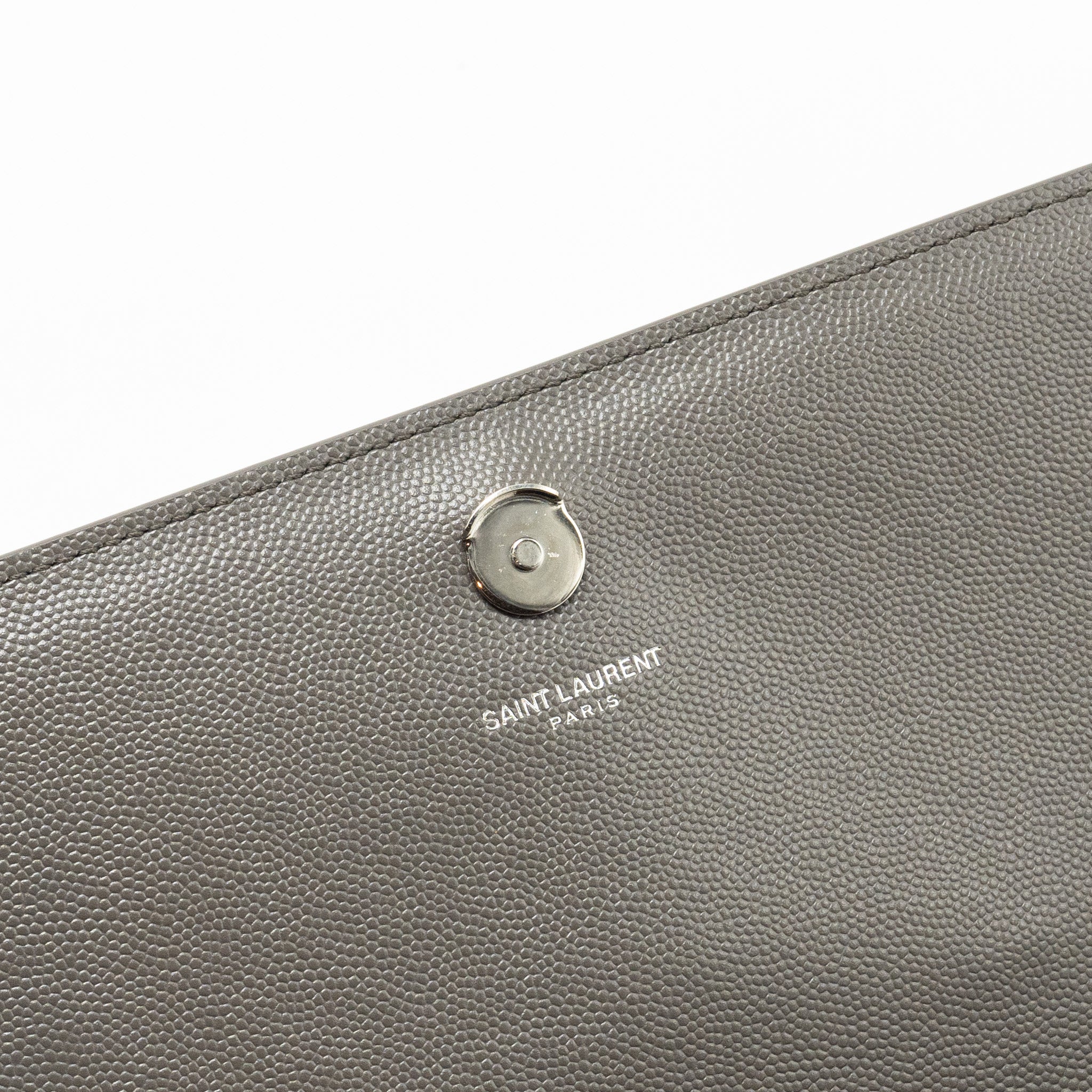 SAINT LAURENT/YSL MEDIUM KATE BAG GRAINED CALFSKIN GREY SHW