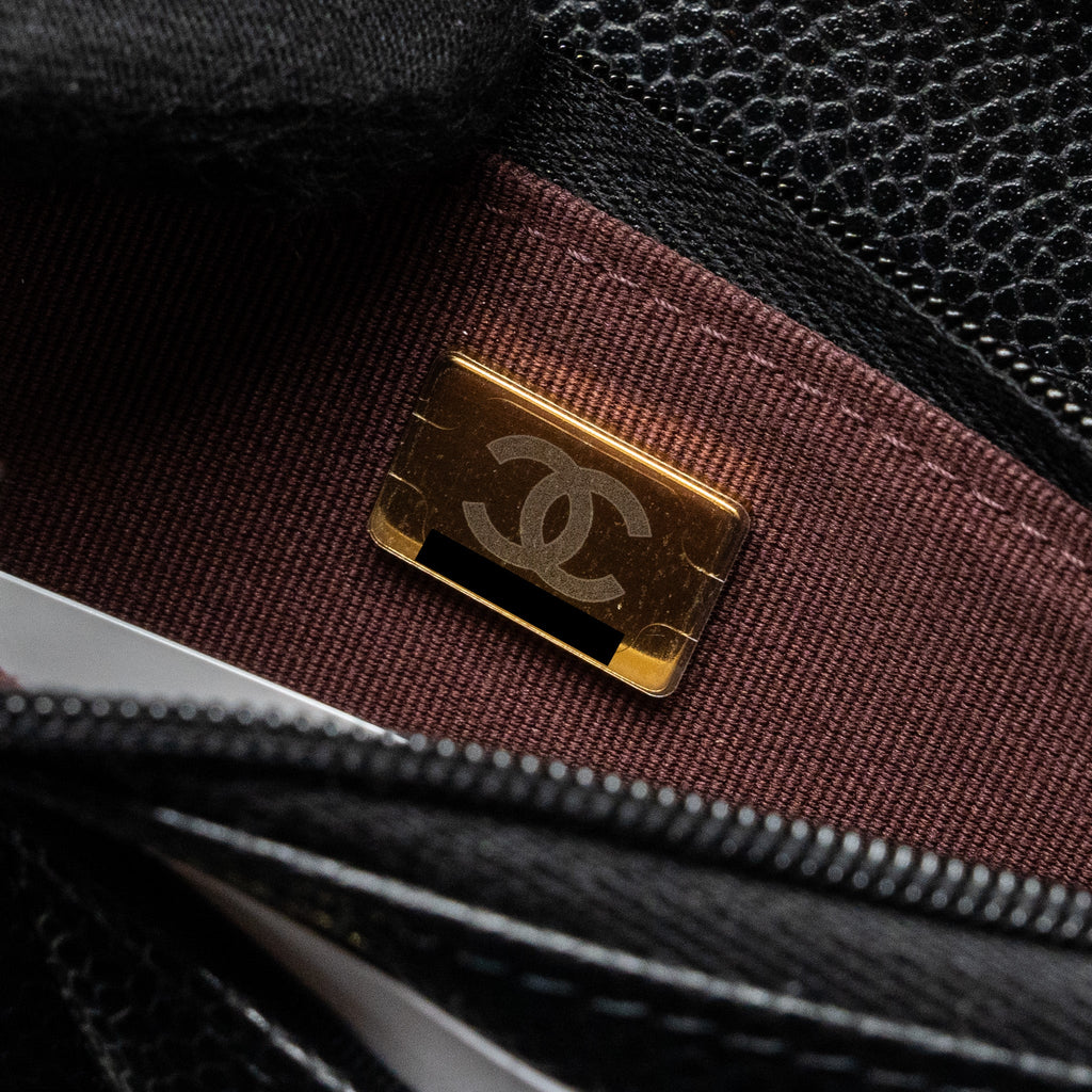 CHANEL CLASSIC WALLET ON CHAIN CAVIAR BLACK GHW (MICROCHIP)