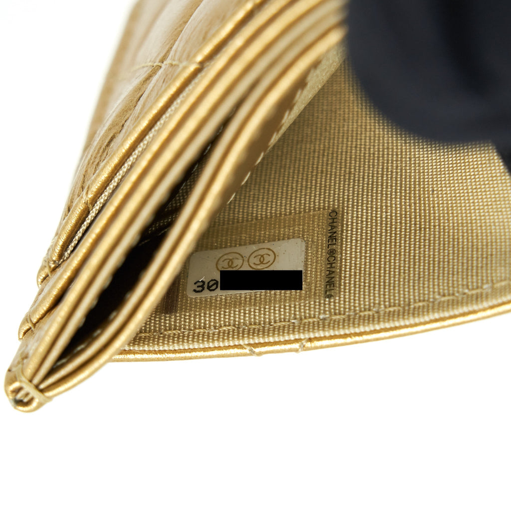 CHANEL CC LOGO CARD HOLDER GOLD LAMBSKIN