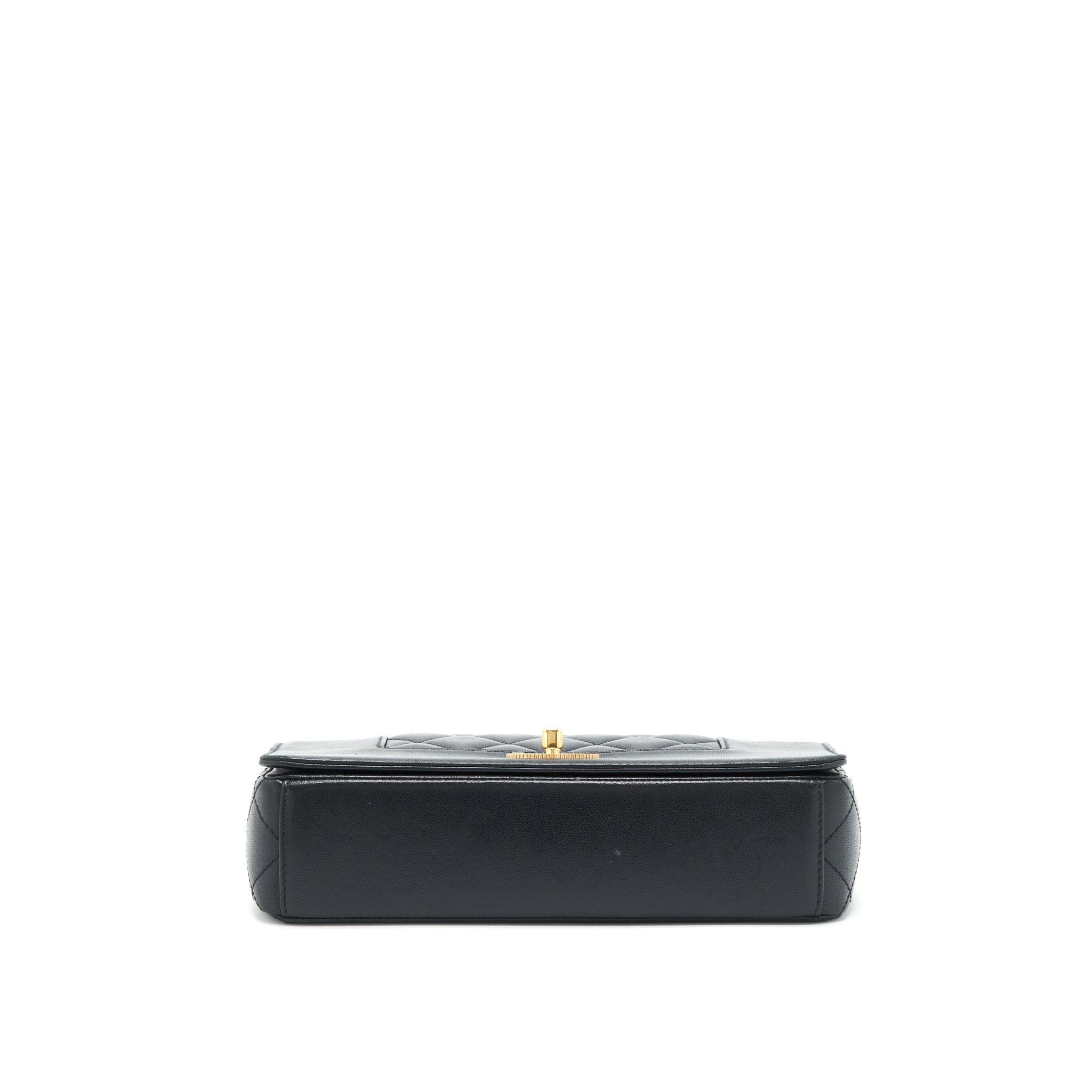 CHANEL CC LOGO FLAP BAG LAMBSKIN BLACK GHW