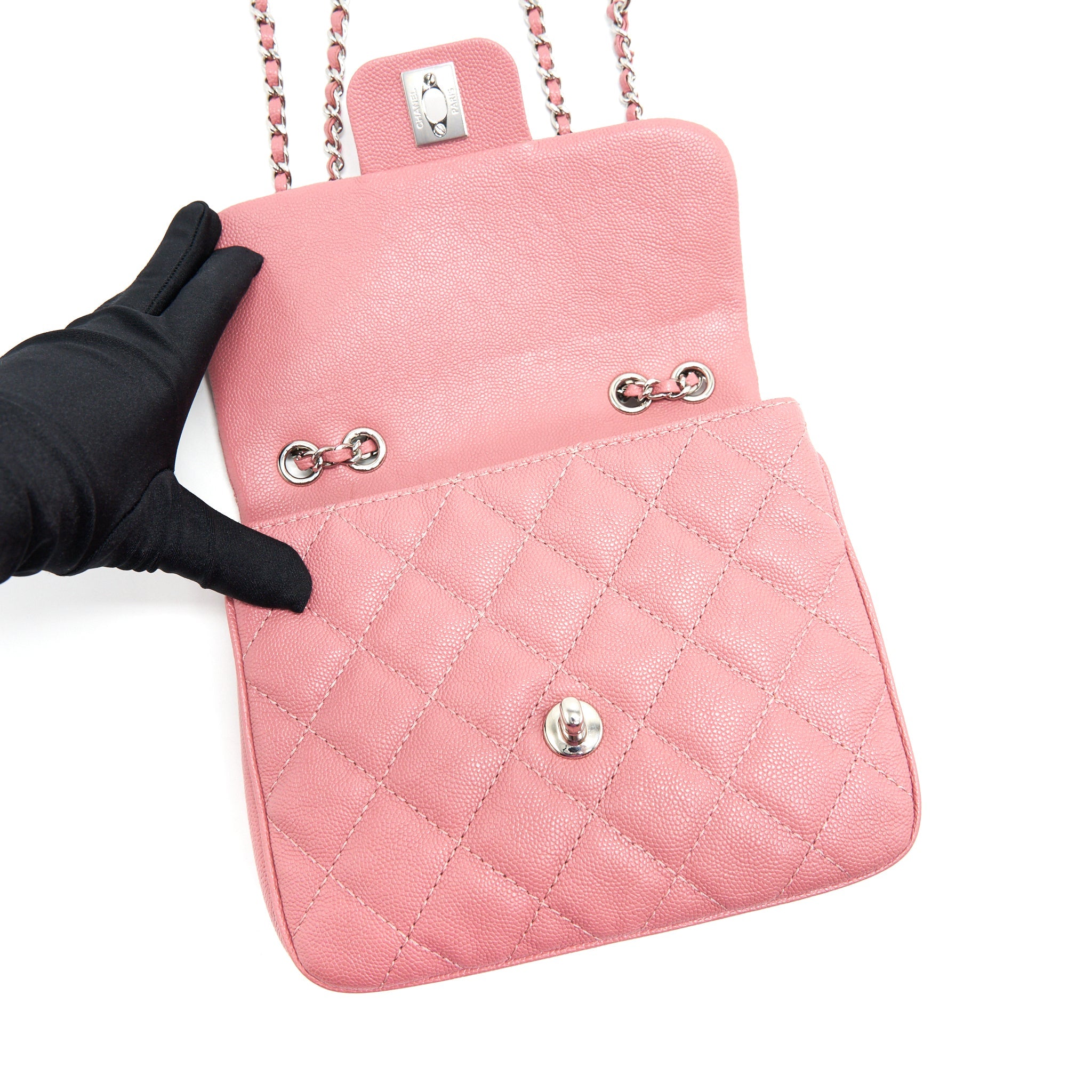 CHANEL URBAN COMPANION FLAP BAG CAVIAR PINK SHW