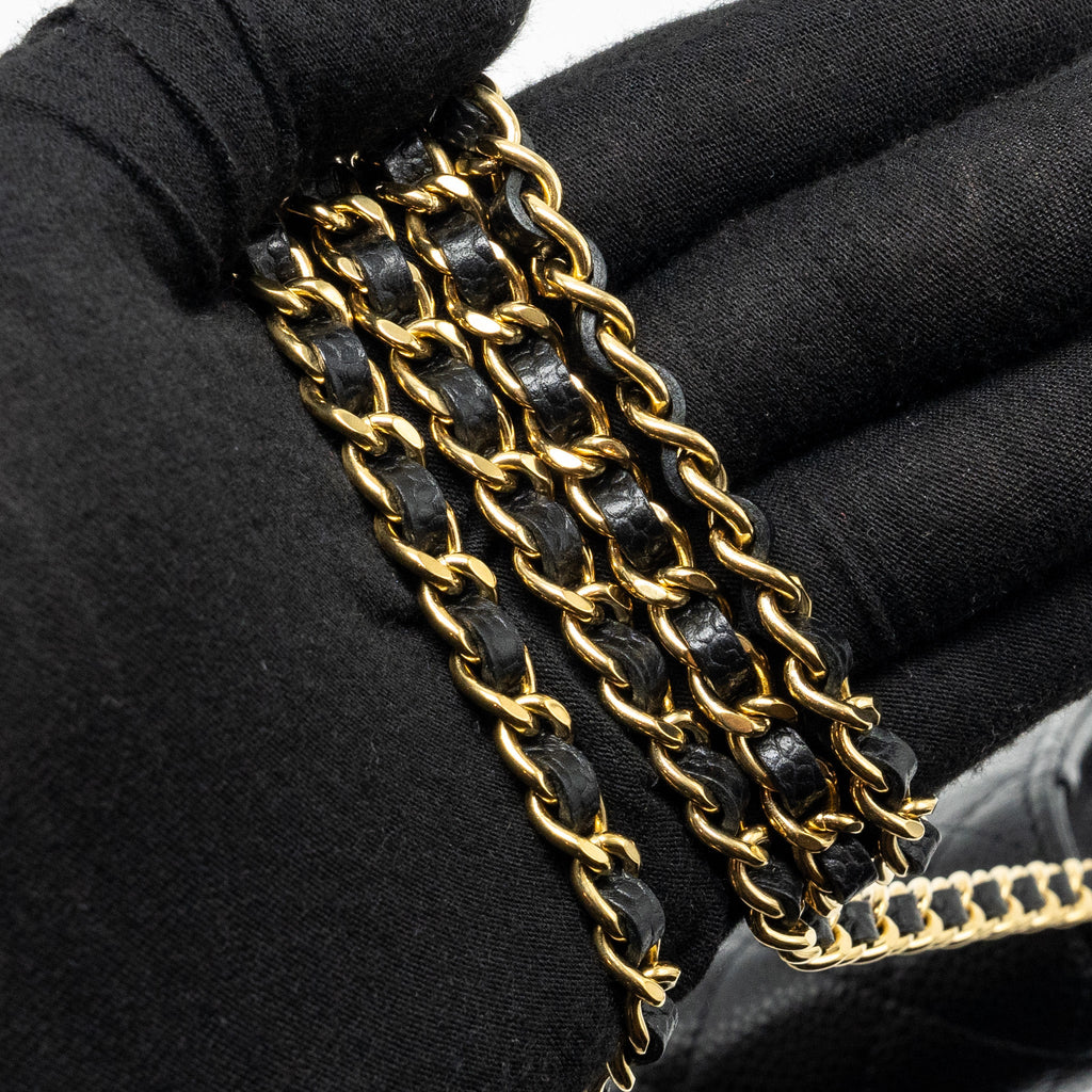 CHANEL CLASSIC WALLET ON CHAIN CAVIAR BLACK GHW (MICROCHIP)