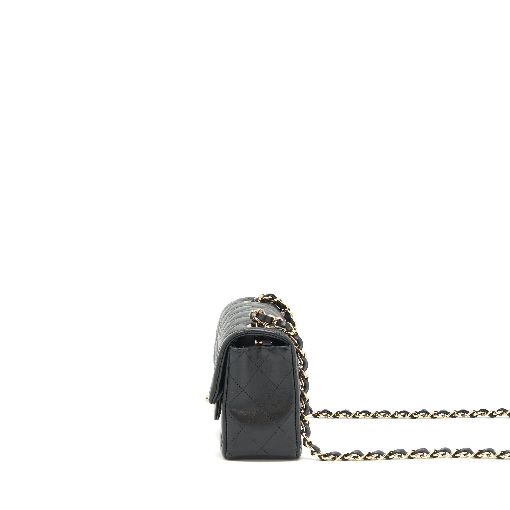 CHANEL MINI RECTANGULAR FLAP BAG LAMBSKIN BLACK LGHW (MICROCHIP)