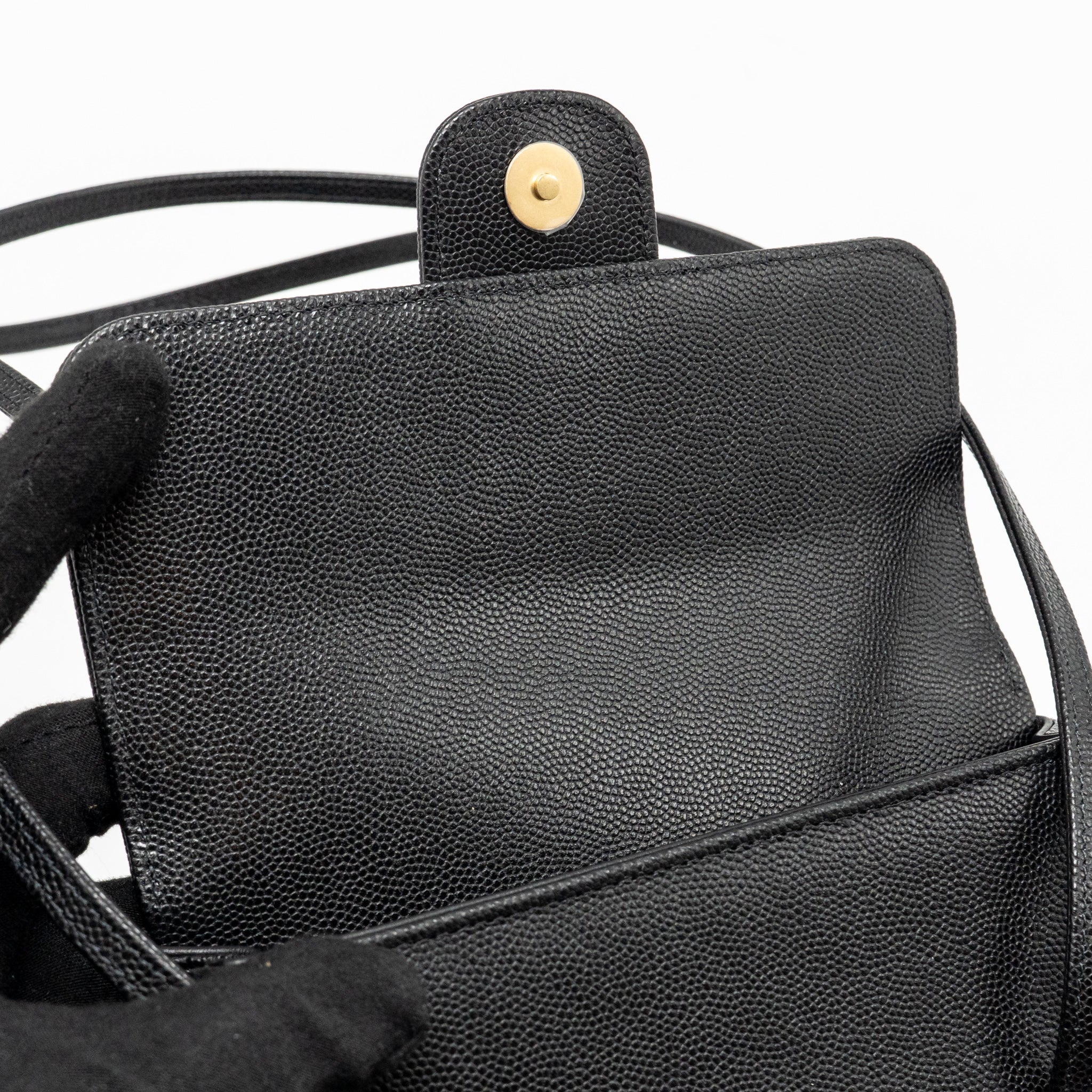 CHANEL 26P PREPPY COCO CLUTCH WITH LEATHER STRAP GRAINED SHINY CALFSKIN BLACK GHW (MICROCHIP)