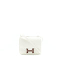HERMES MINI CONSTANCE EVERCOLOR BLANC / ALLIGATOR BUCKLE/TERRE