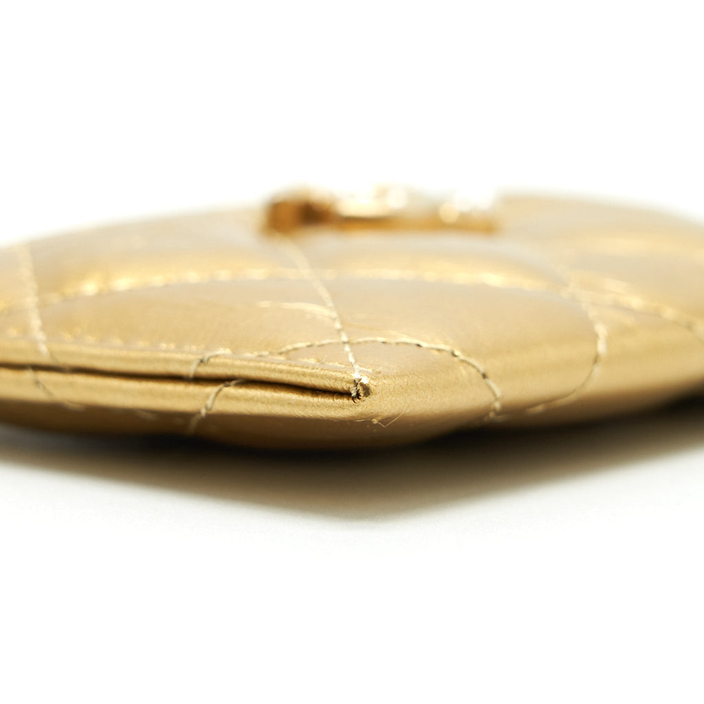 CHANEL CC LOGO CARD HOLDER GOLD LAMBSKIN