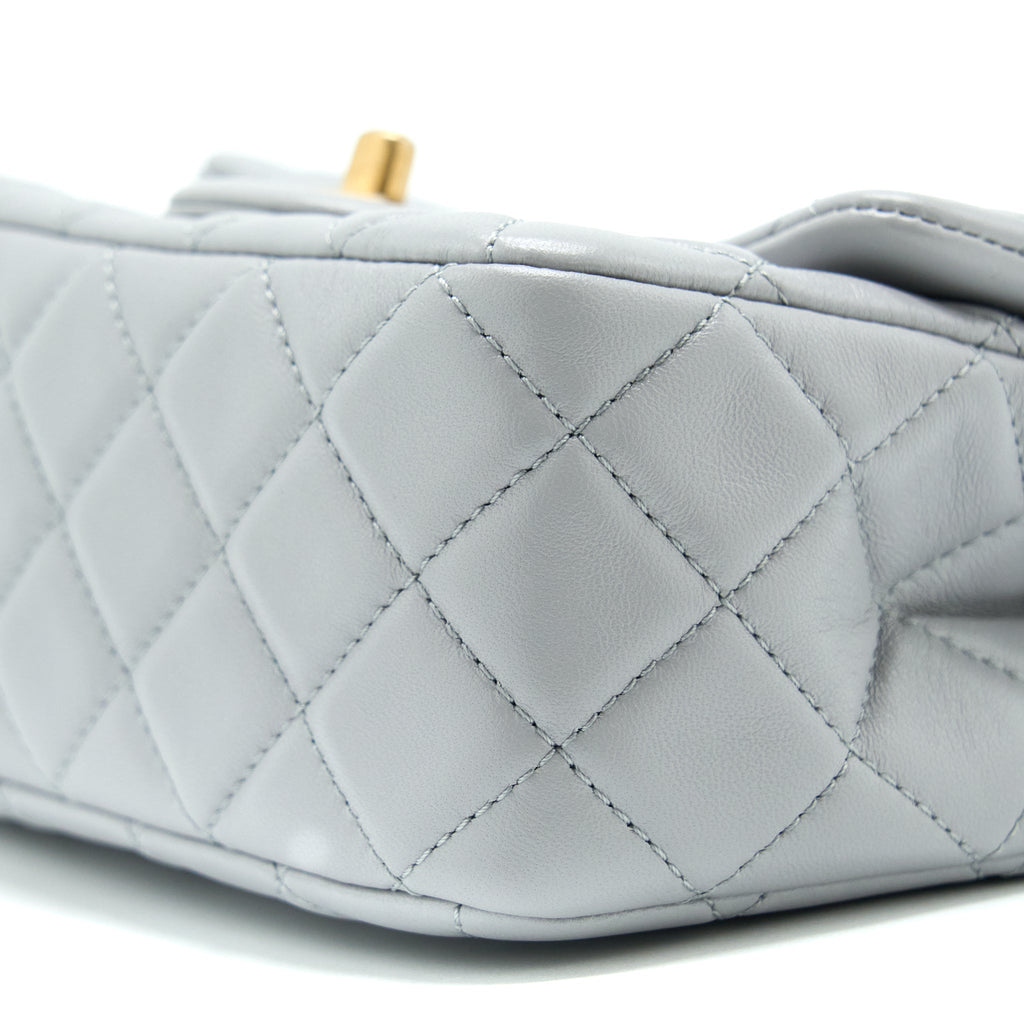 CHANEL 21B PEARL CRUSH MINI RECTANGULAR FLAP BAG LAMBSKIN GREY GHW (MICROCHIP)