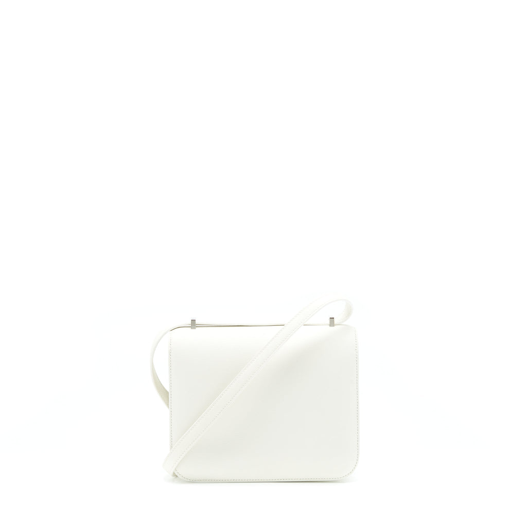 HERMES MINI CONSTANCE EVERCOLOR BLANC / ALLIGATOR BUCKLE/TERRE