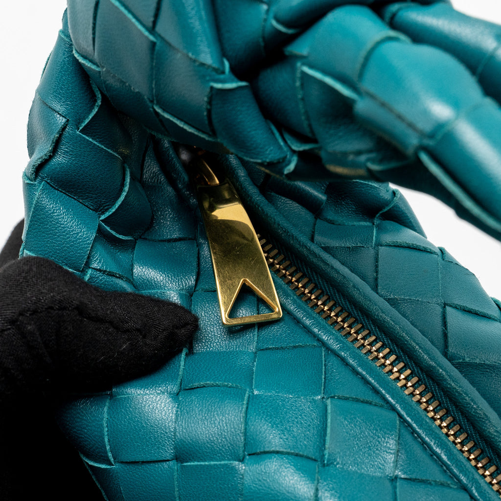 BOTTEGA VENETA MINI JODIE LAMBSKIN BLUE GHW