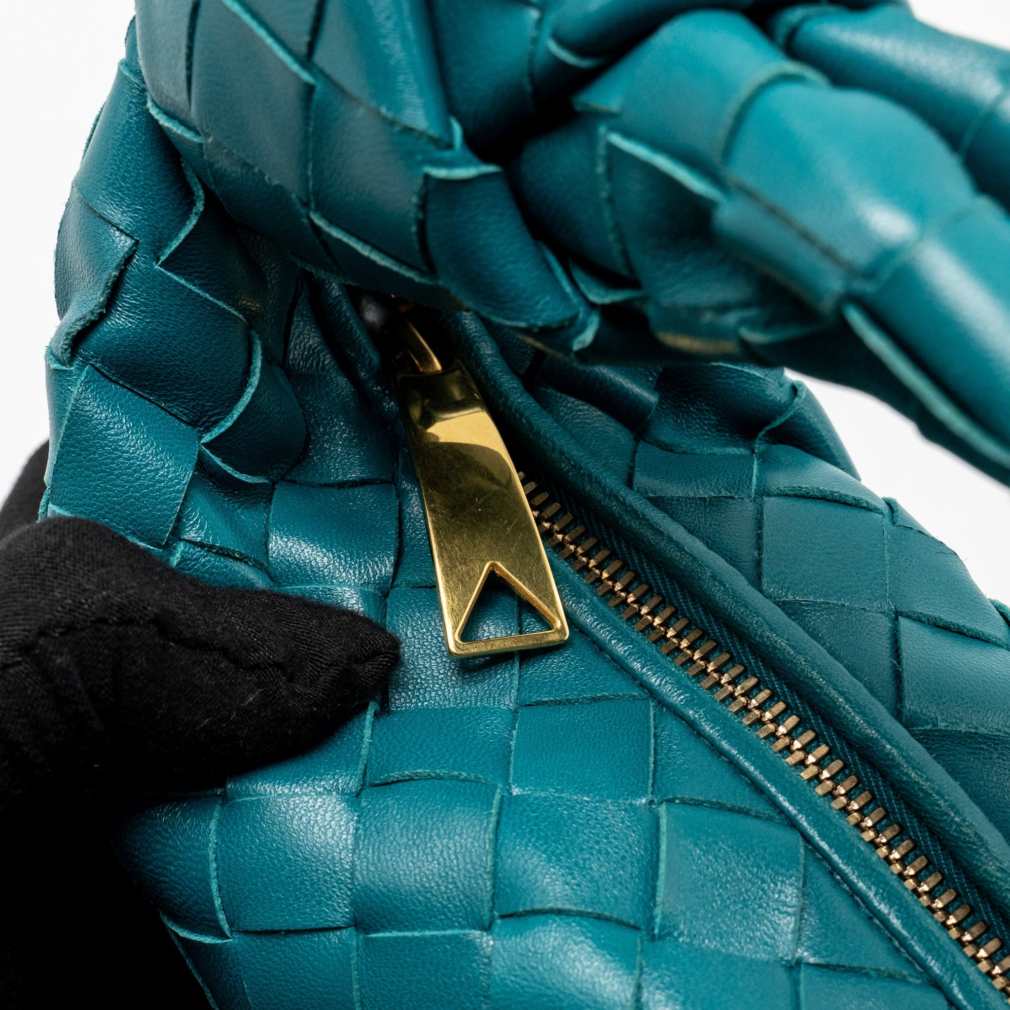 BOTTEGA VENETA MINI JODIE LAMBSKIN BLUE GHW