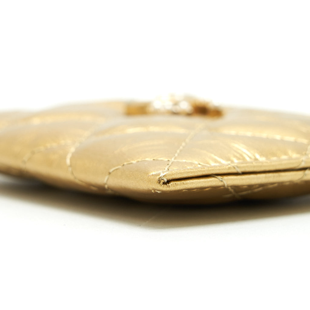CHANEL CC LOGO CARD HOLDER GOLD LAMBSKIN