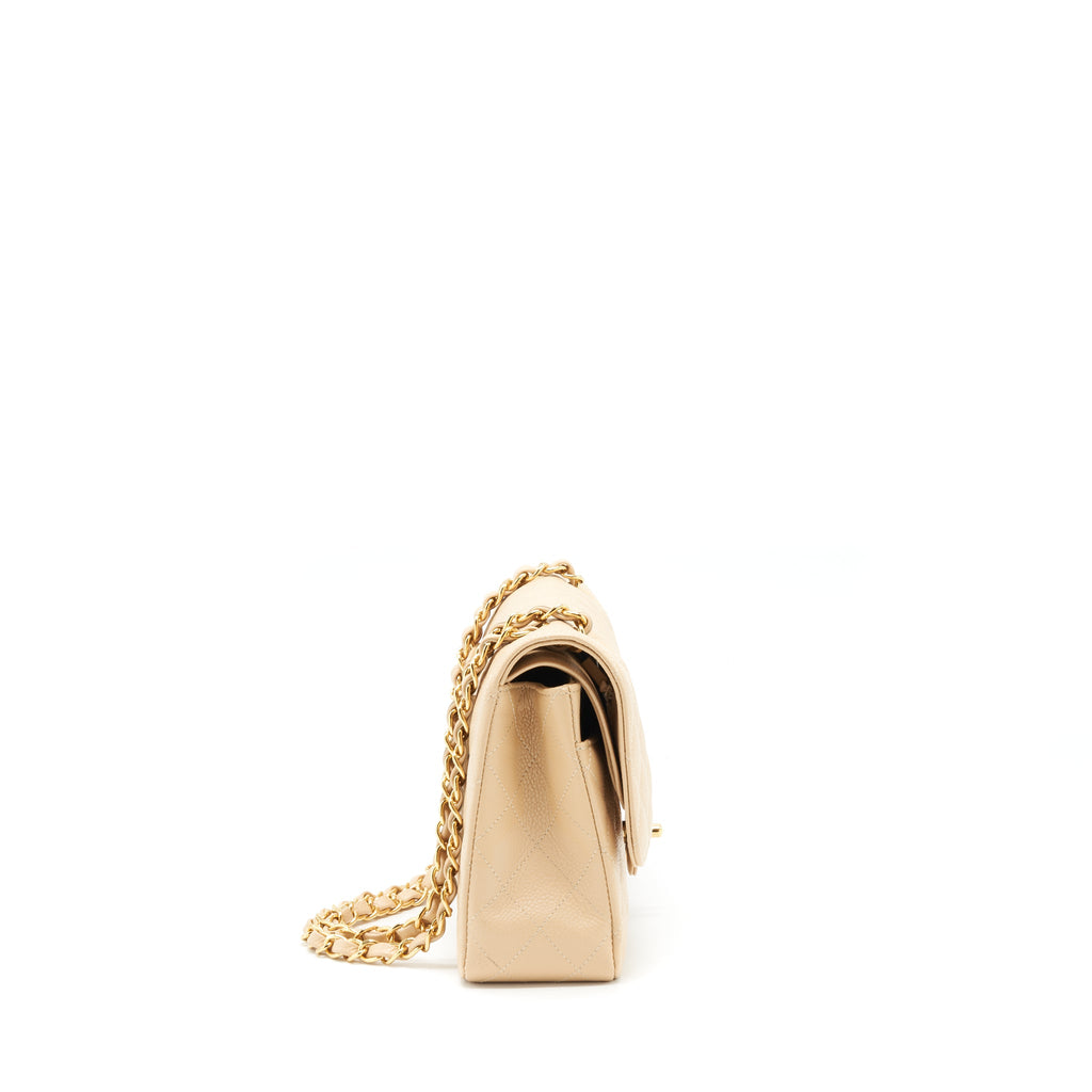 CHANEL MEDIUM CLASSIC DOUBLE FLAP BAG CAVIAR BEIGE LGHW