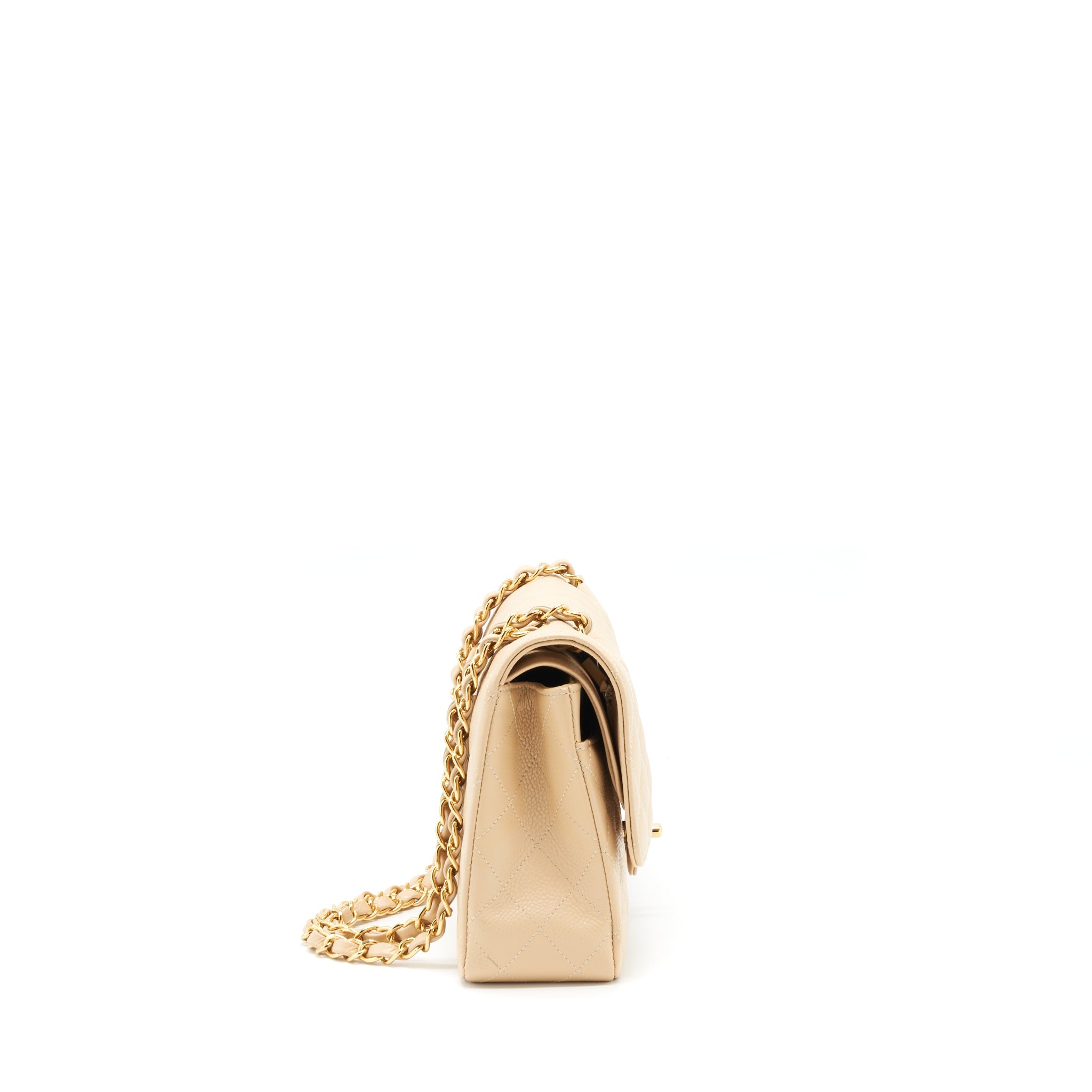 CHANEL MEDIUM CLASSIC DOUBLE FLAP BAG CAVIAR BEIGE LGHW