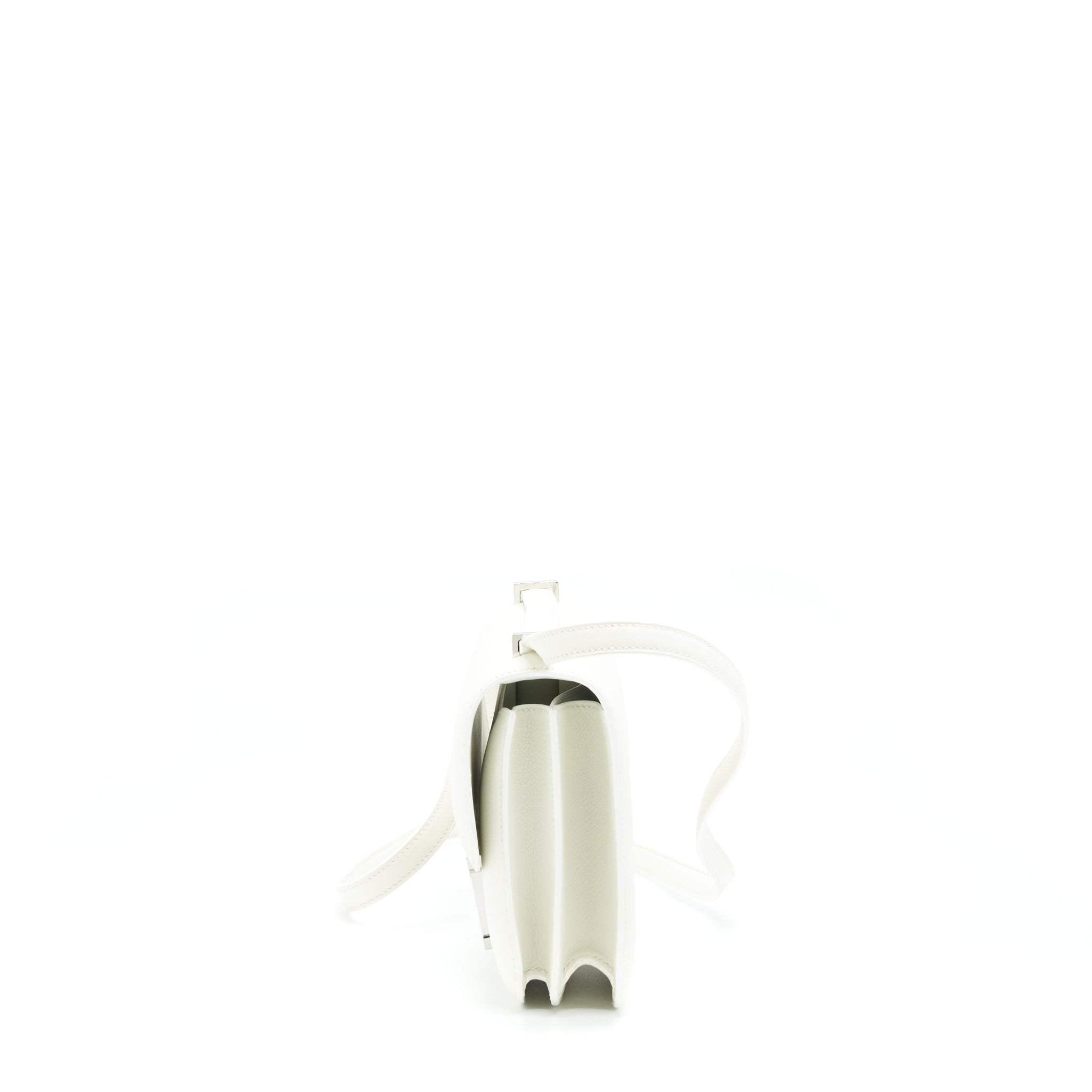 HERMES MINI CONSTANCE EVERCOLOR BLANC / ALLIGATOR BUCKLE/TERRE