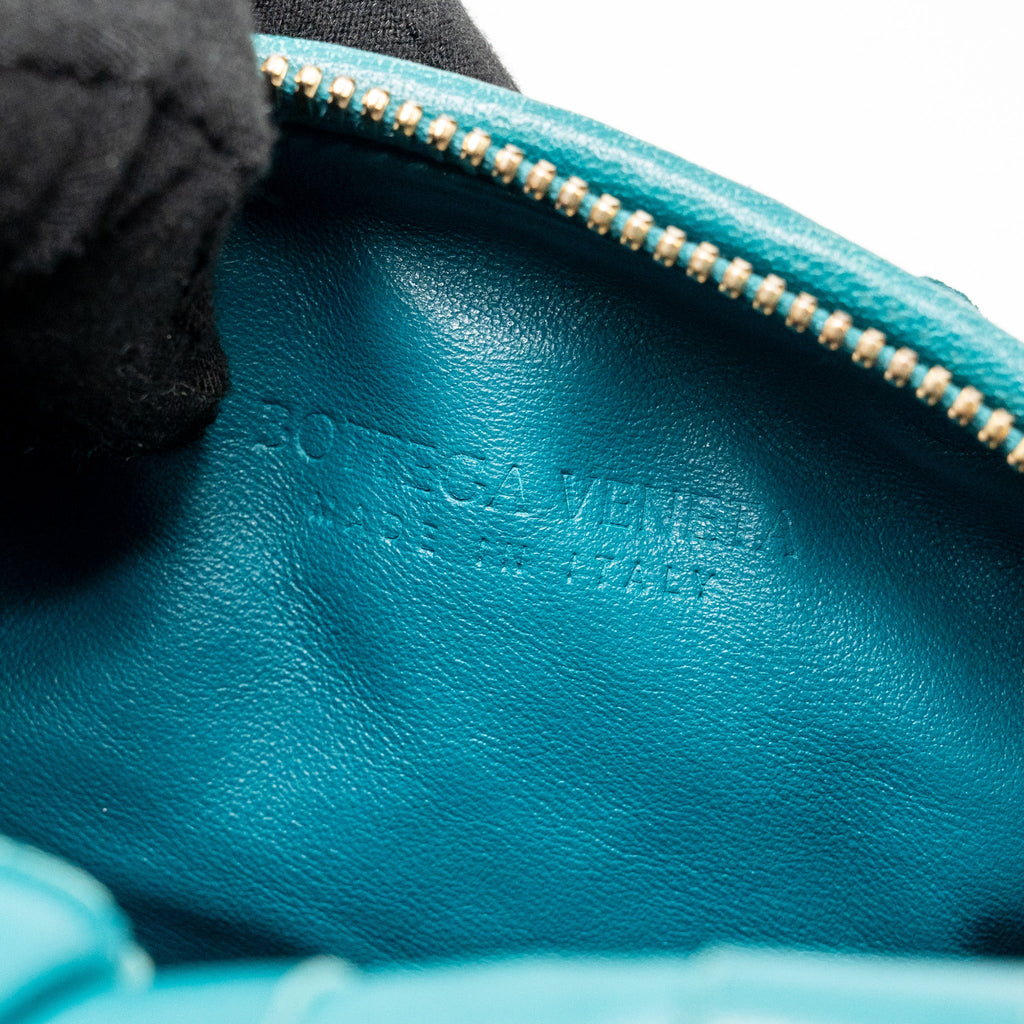BOTTEGA VENETA MINI JODIE LAMBSKIN BLUE GHW