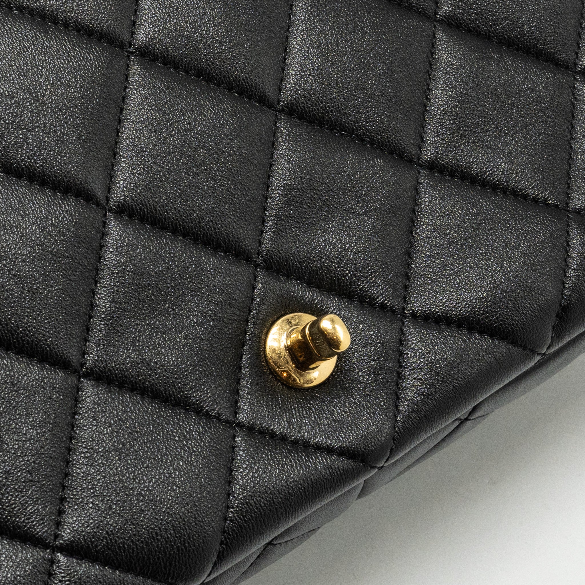 CHANEL GIANT CHAIN QUILTED LARGE FLAP BAG LAMBSKIN BLACK GHW (MICROCHIP)