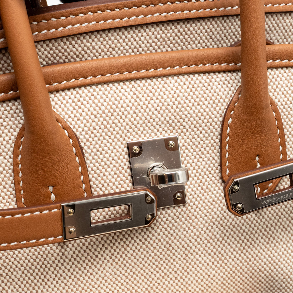 HERMES BIRKIN 25 CARGO TOILE H/SWIFT ECRU-BEIGE/GOLD SHW