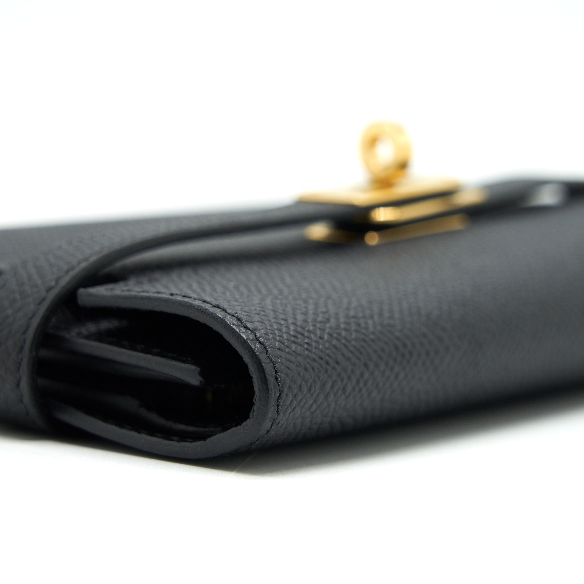 HERMES KELLY WALLET COMPACT WALLET BLACK GHW