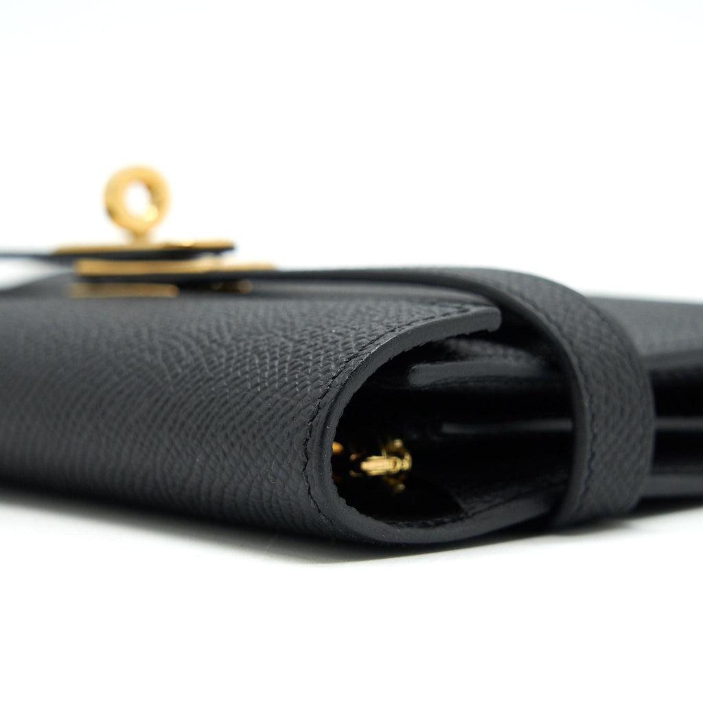 HERMES KELLY WALLET COMPACT WALLET BLACK GHW