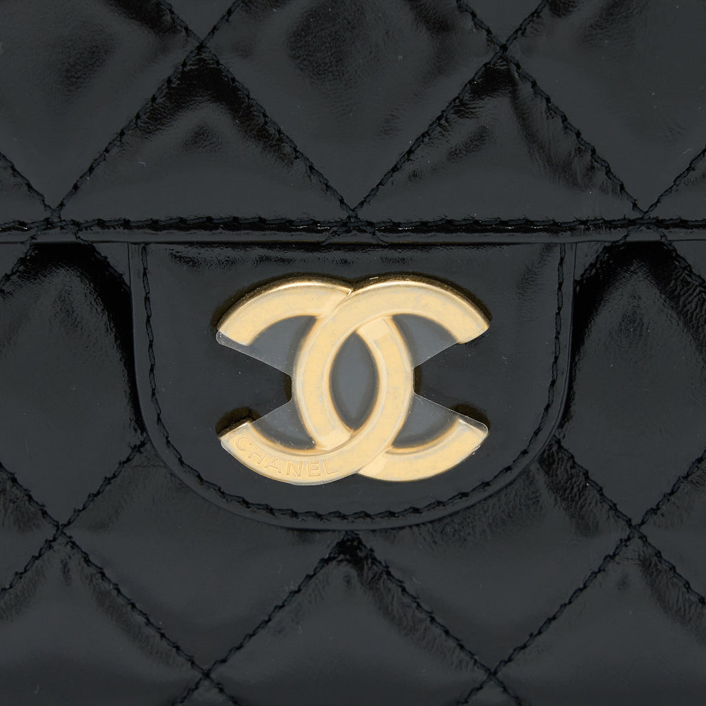 CHANEL 23C HOBO BAG SHINY CALFSKIN BLACK BRUSHED GHW (MICROCHIP)