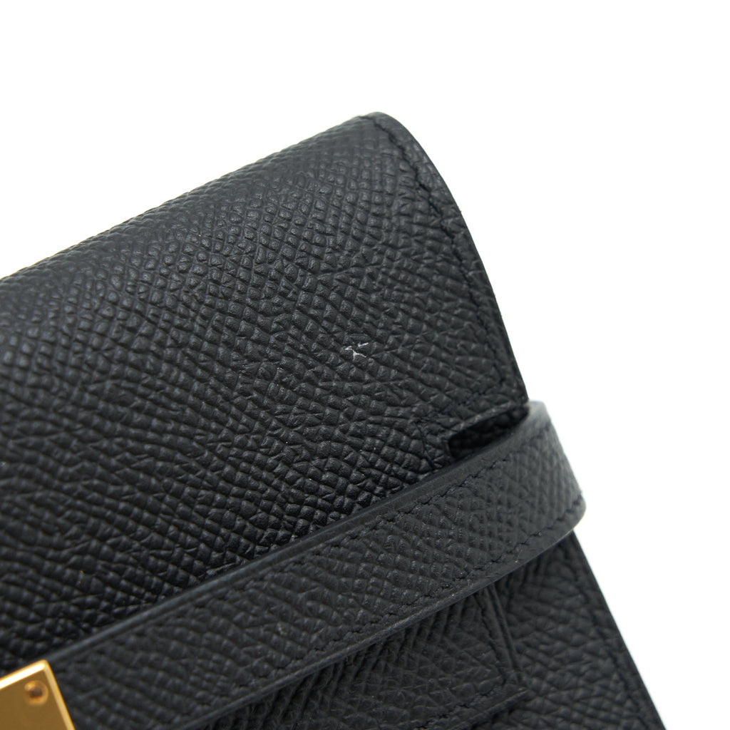 HERMES KELLY WALLET COMPACT WALLET BLACK GHW