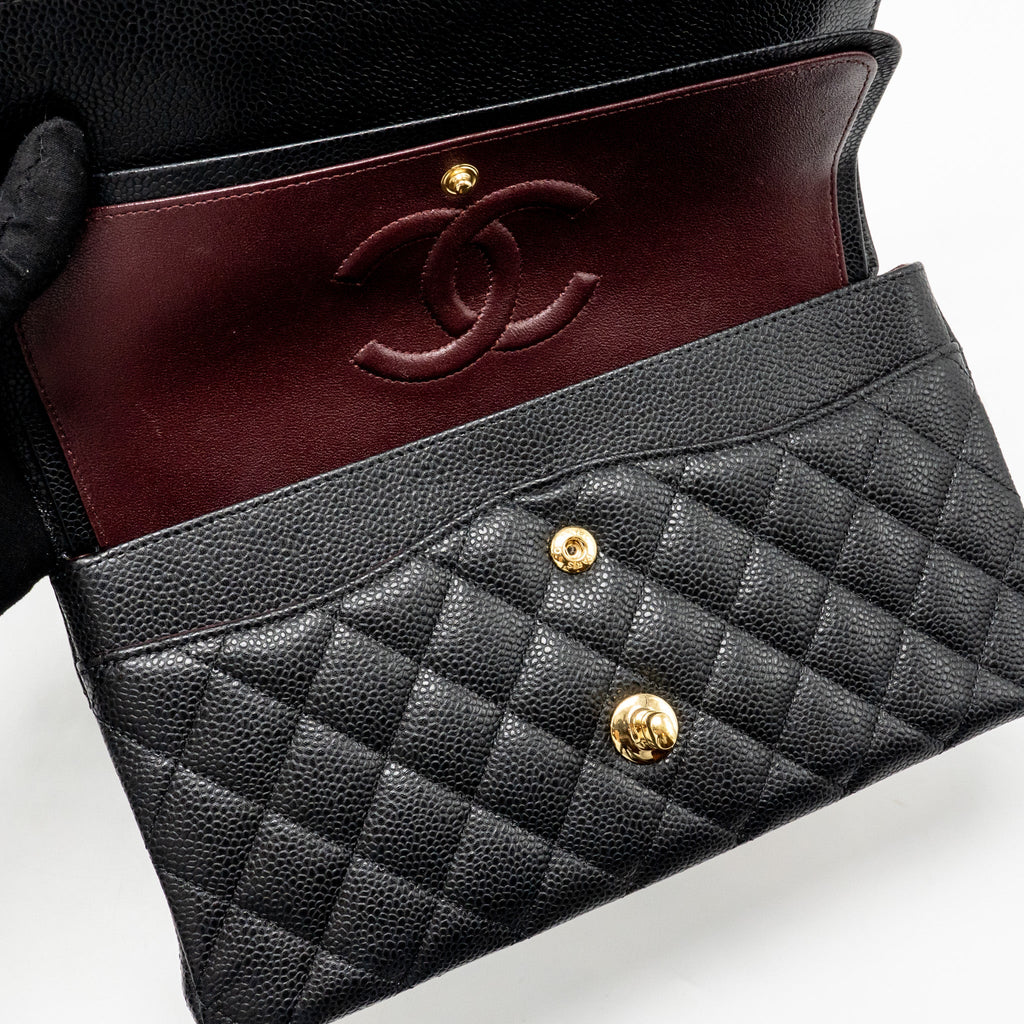 CHANEL MEDIUM CLASSIC DOUBLE FLAP BAG CAVIAR BLACK GHW
