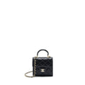 CHANEL 22P TOP HANDLE MINI FLAP BAG WITH CHAIN LAMBSKIN BLACK LGHW