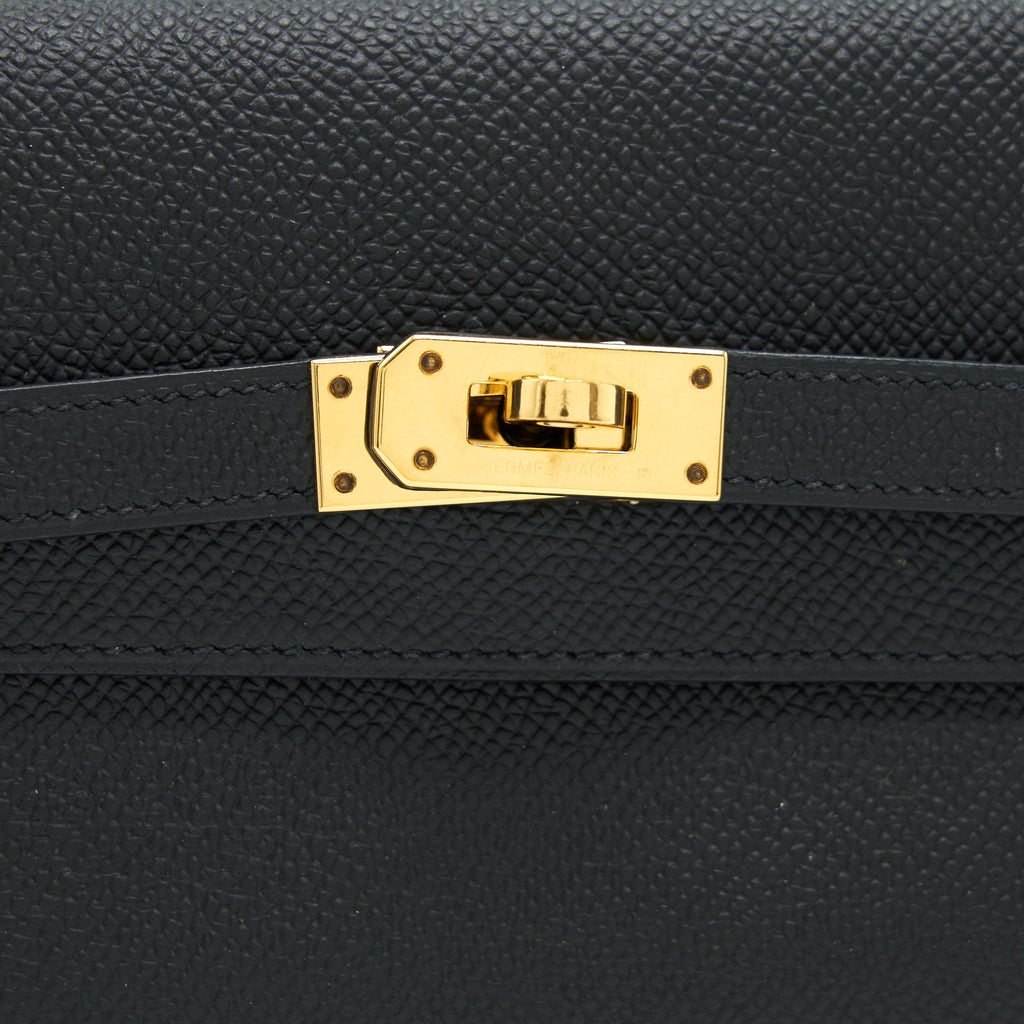 HERMES KELLY WALLET COMPACT WALLET BLACK GHW