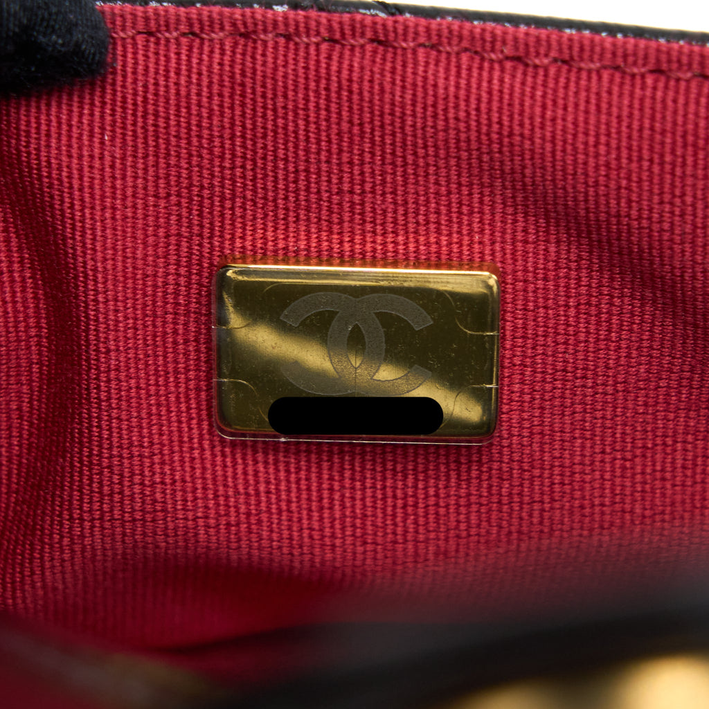 CHANEL 23C HOBO BAG SHINY CALFSKIN BLACK BRUSHED GHW (MICROCHIP)
