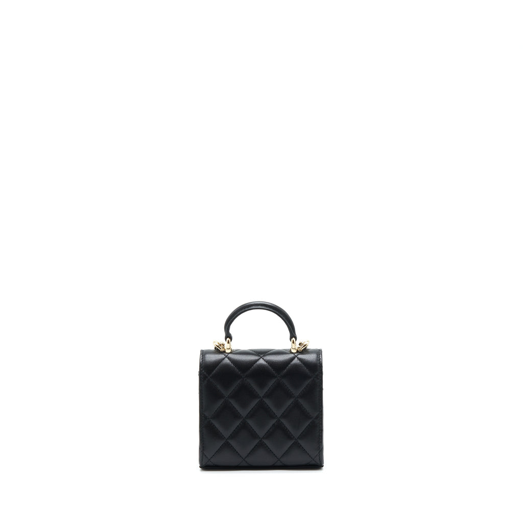 CHANEL 22P TOP HANDLE MINI FLAP BAG WITH CHAIN LAMBSKIN BLACK LGHW