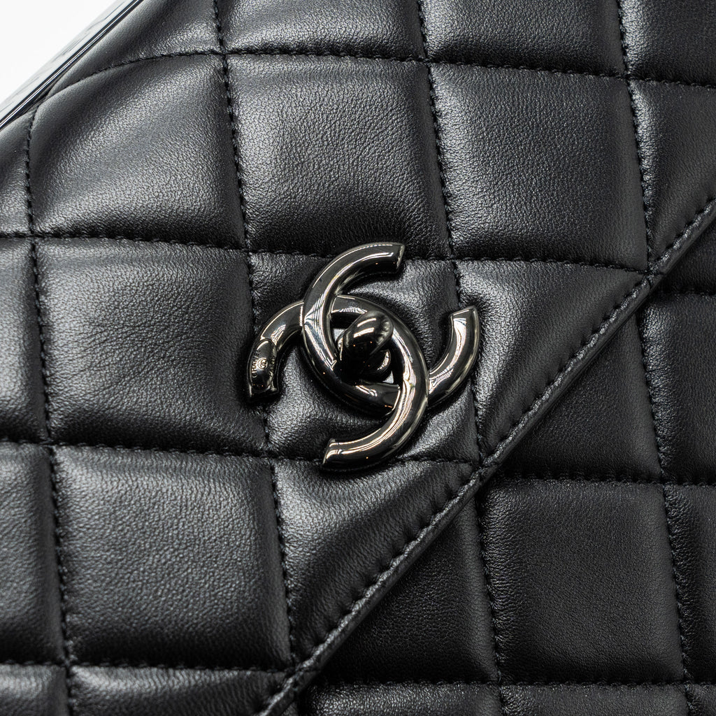 CHANEL SMALL TRENDY CC FLAP BAG LAMBSKIN SO BLACK(MICROCHIP)