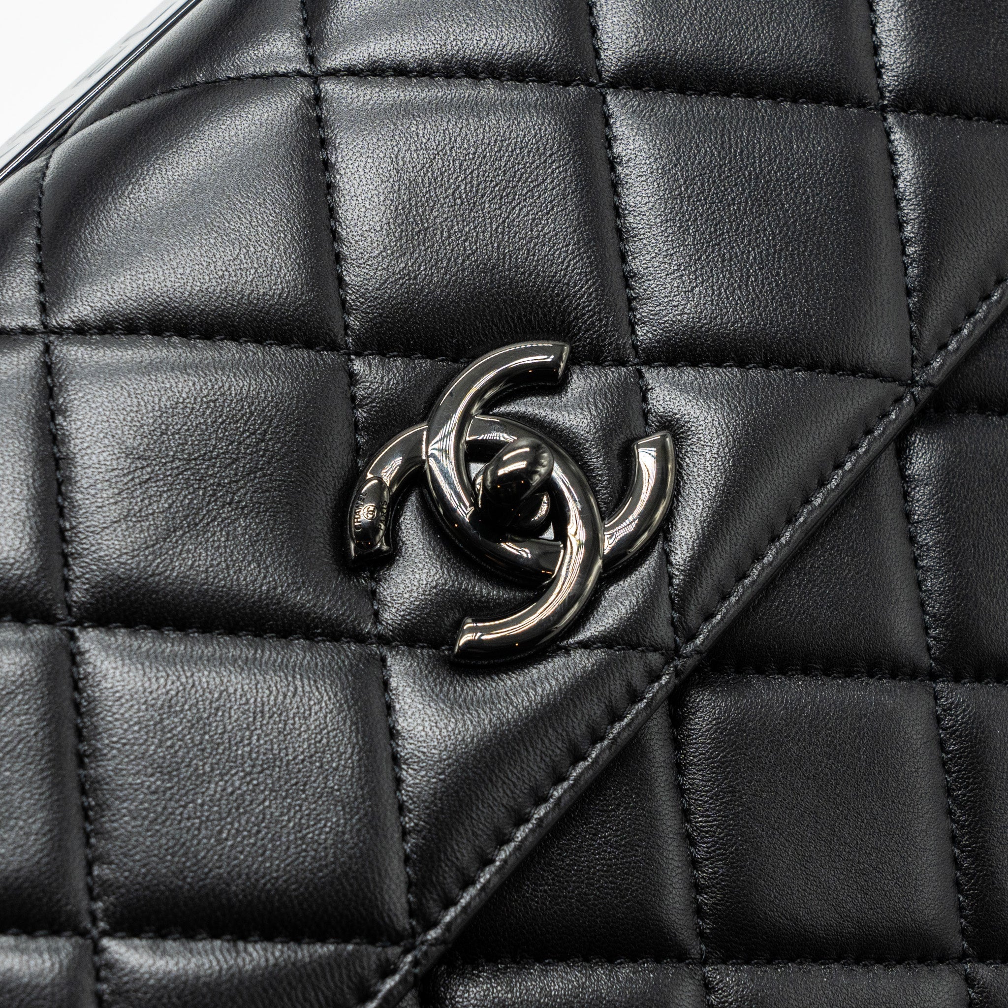 CHANEL SMALL TRENDY CC FLAP BAG LAMBSKIN SO BLACK(MICROCHIP)