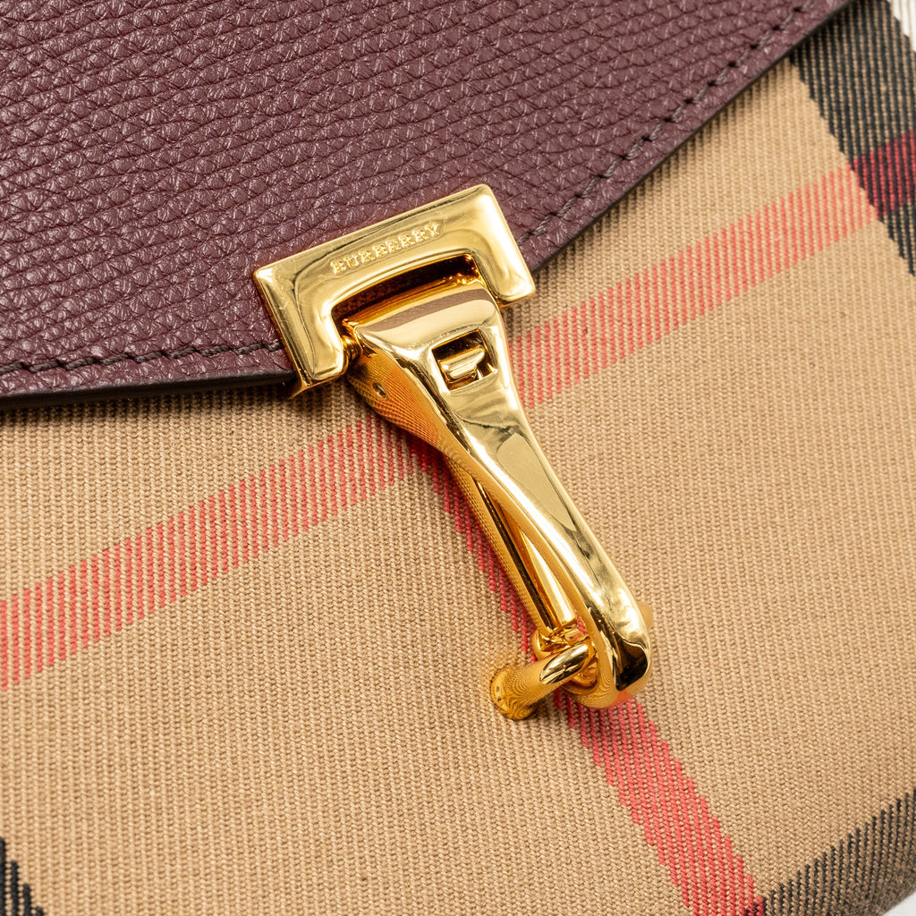BURBERRY HOUSE CHECK CROSSBODY BAG CANVAS/ CALFSKIN LEATHER MULTICOLOUR BROWN GHW