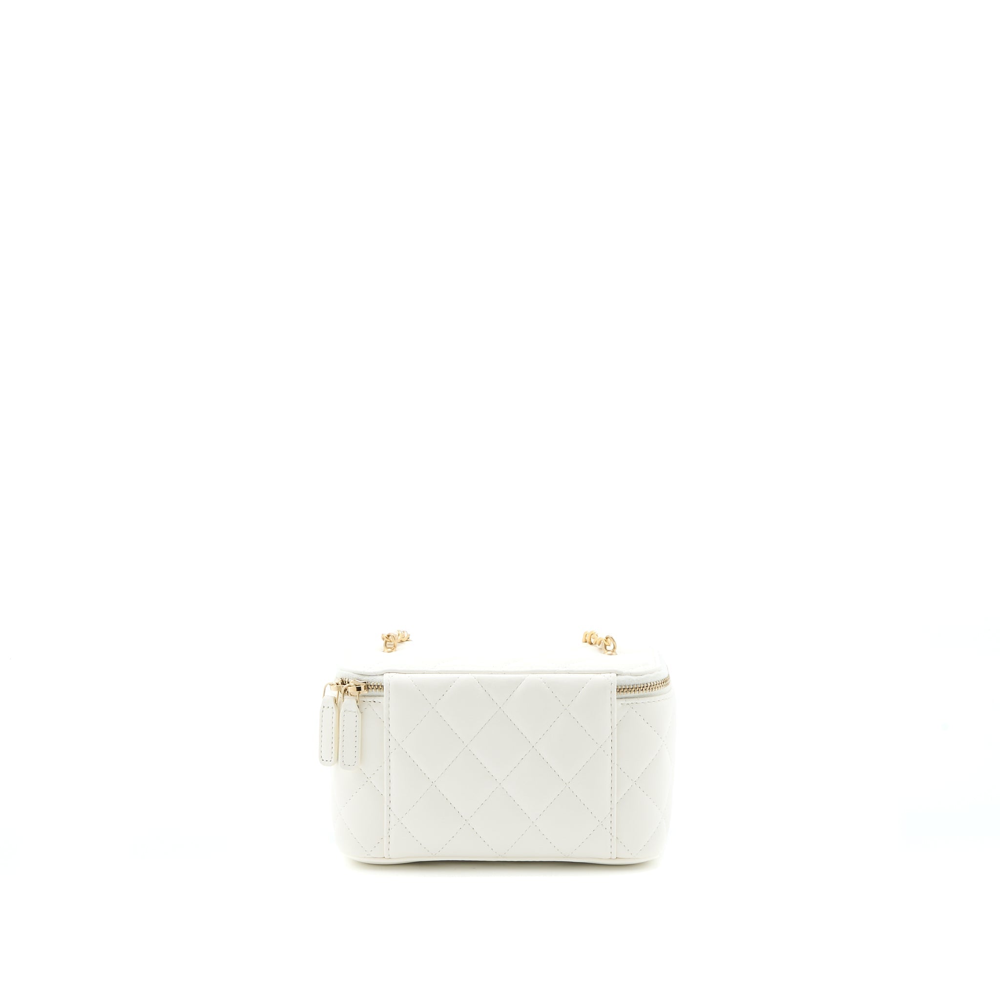 CHANEL PEARL CRUSH LONG VANITY LAMBSKIN WHITE BRUSHED GHW (MICROCHIP)