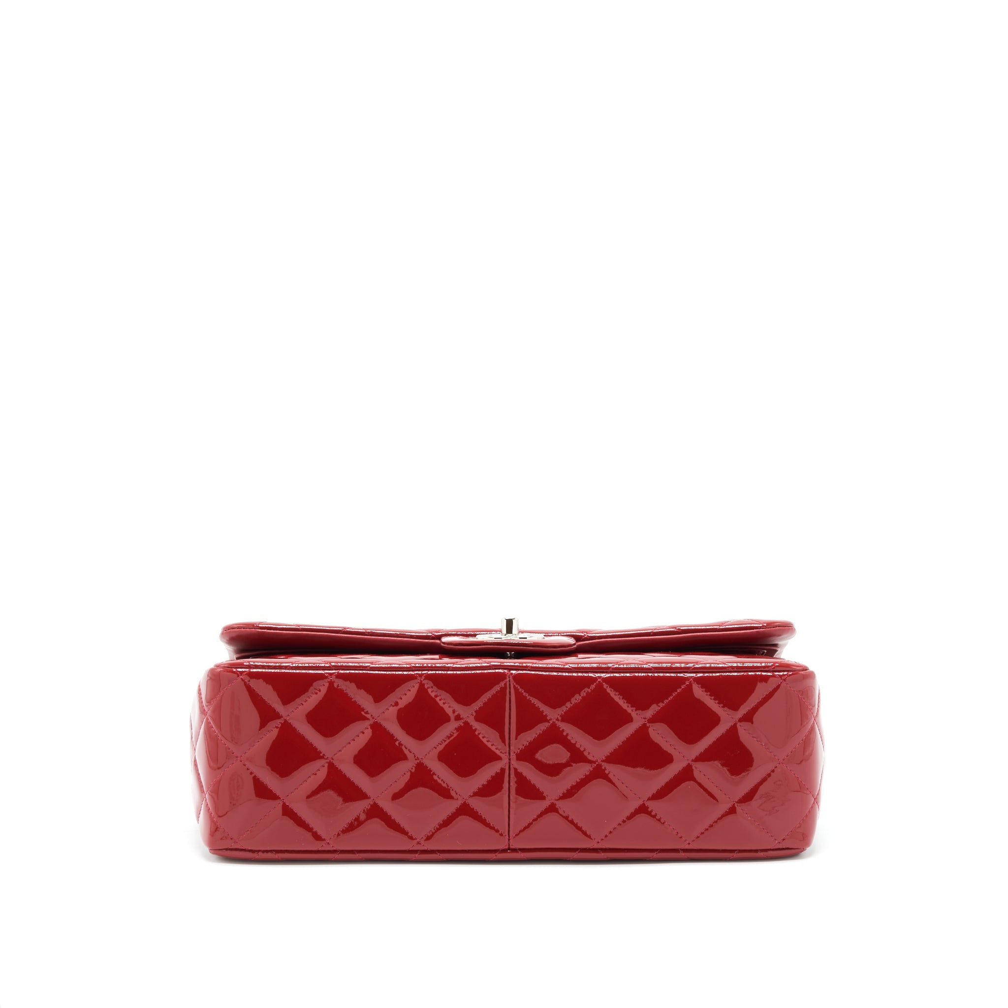CHANEL JUMBO CLASSIC FLAP BAG PATENT RED SHW