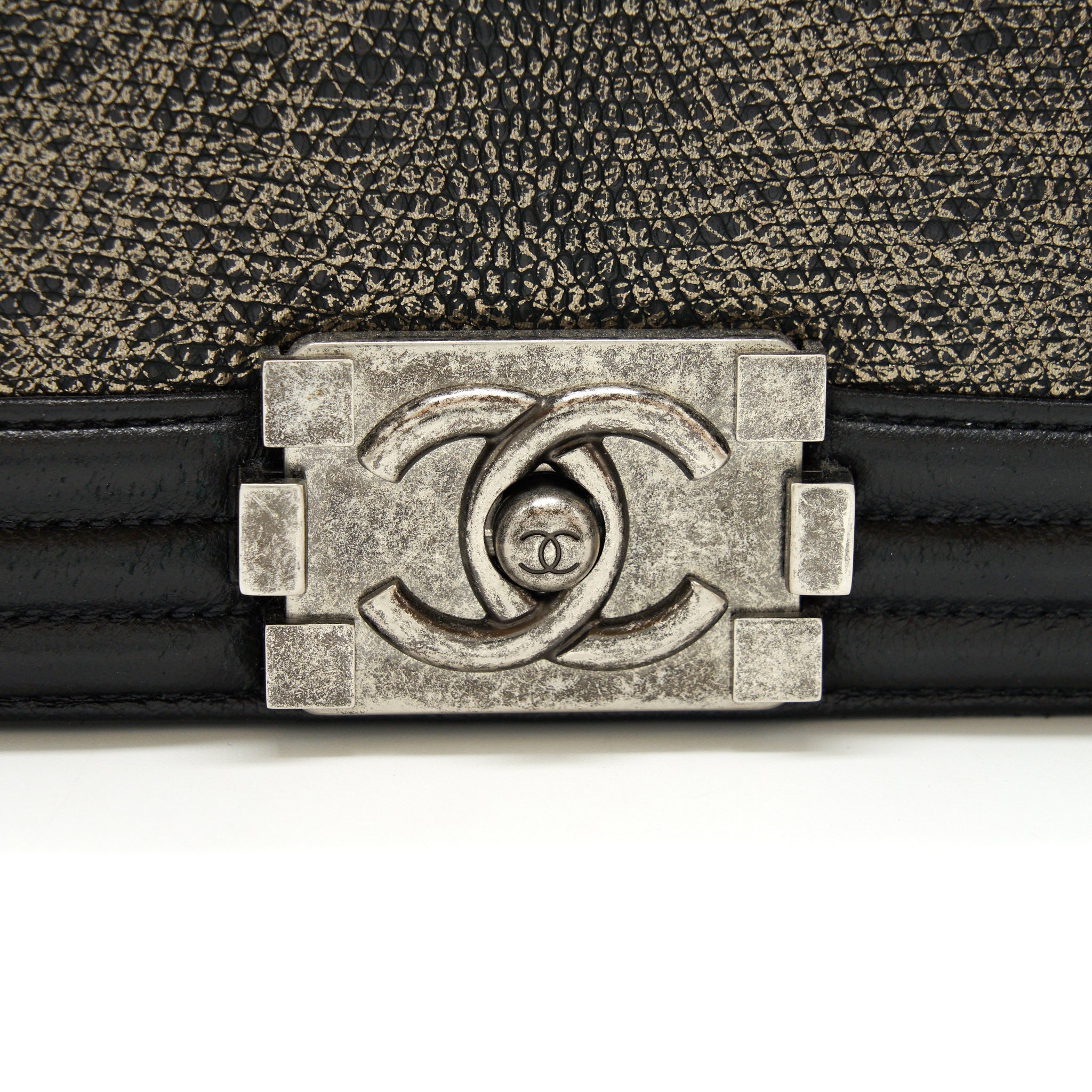 CHANEL SMALL BOY BAG LIZARD/CALFSKIN BLACK WITH RUTHENIUM HARDWARE