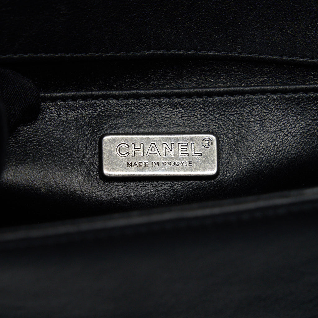 CHANEL SMALL BOY BAG LIZARD/CALFSKIN BLACK WITH RUTHENIUM HARDWARE