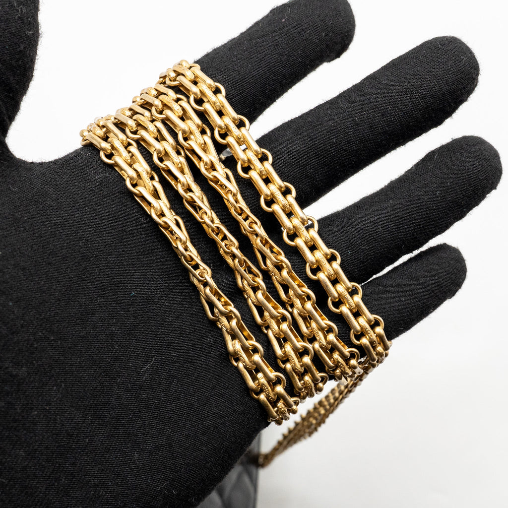 CHANEL 2.55 WALLET ON CHAIN AGED CALFSKIN BLACK BRUSHED GHW (MICROCHIP)