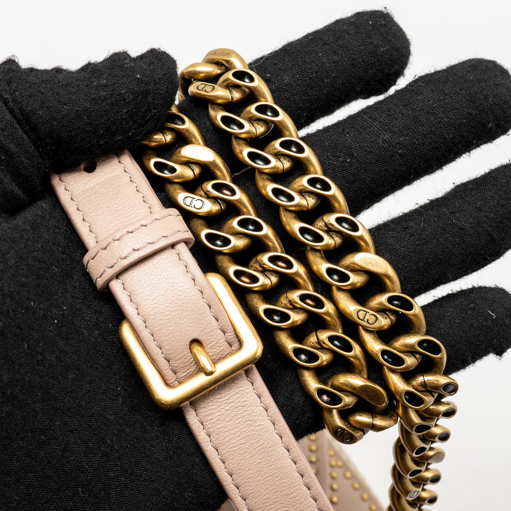 DIOR SMALL STUDDED DIORAMA DARK PINK GHW