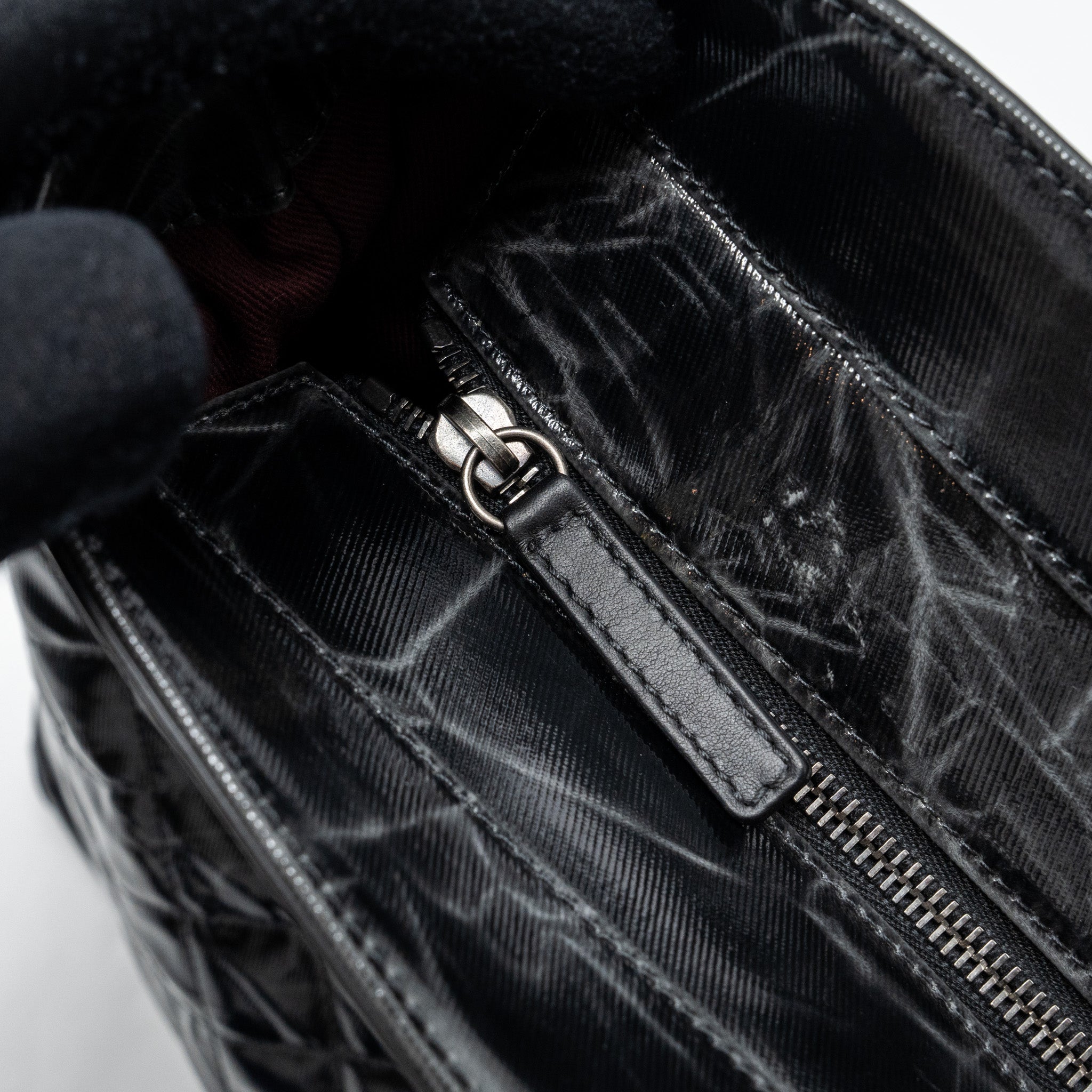 CHANEL GIANT ZIP SHOPPING BAG PATENT BLACK RUTHENIUM HARDWARE