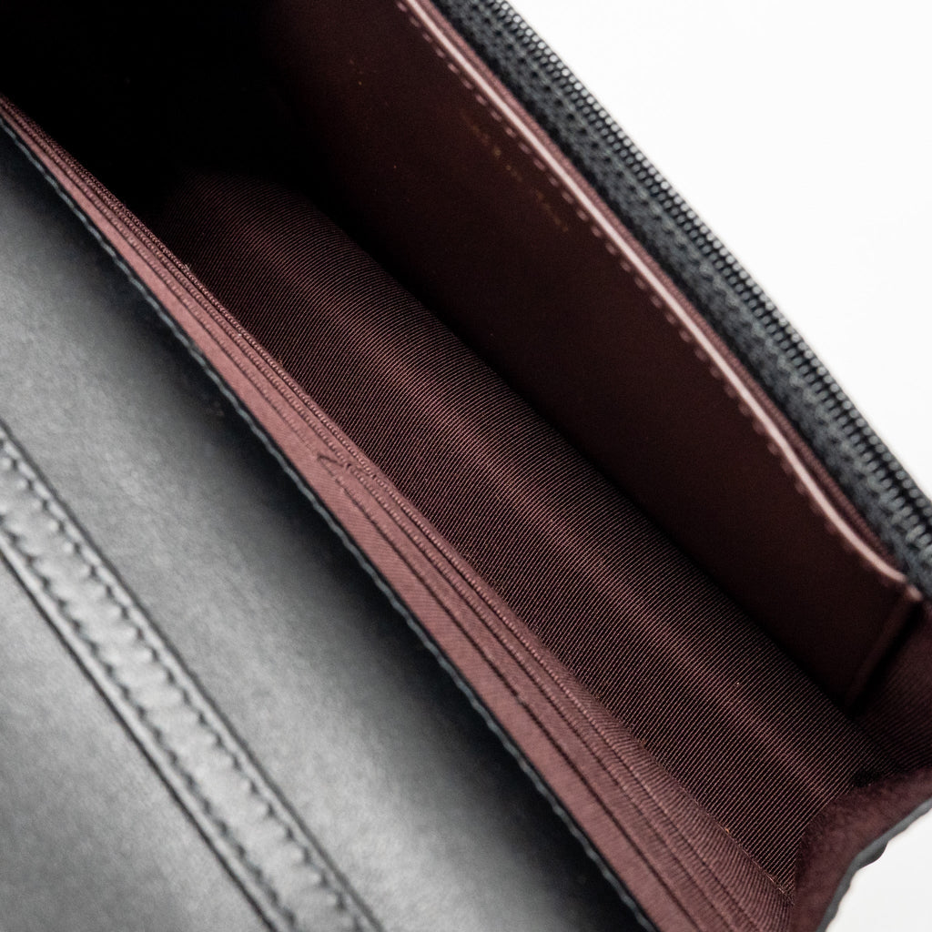 CHANEL 2.55 WALLET ON CHAIN AGED CALFSKIN BLACK BRUSHED GHW (MICROCHIP)