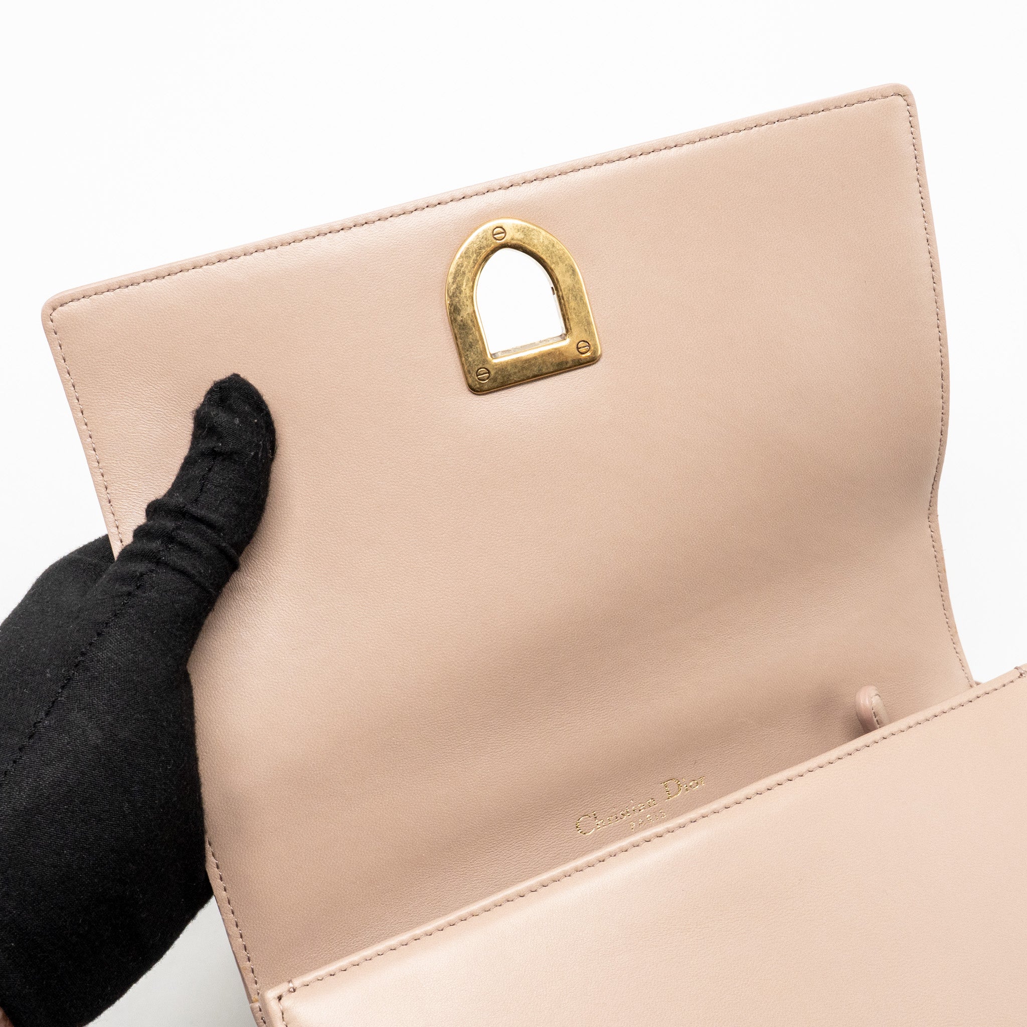 DIOR SMALL STUDDED DIORAMA DARK PINK GHW