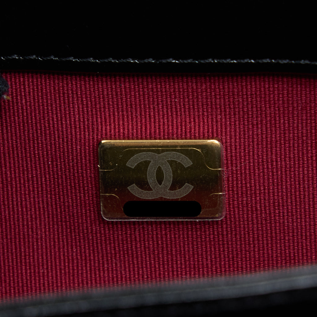 CHANEL CROSSBODY MINI FLAP BAG CC LOGO STRAP CALFSKIN BLACK BRUSHED GHW (MICROCHIP)
