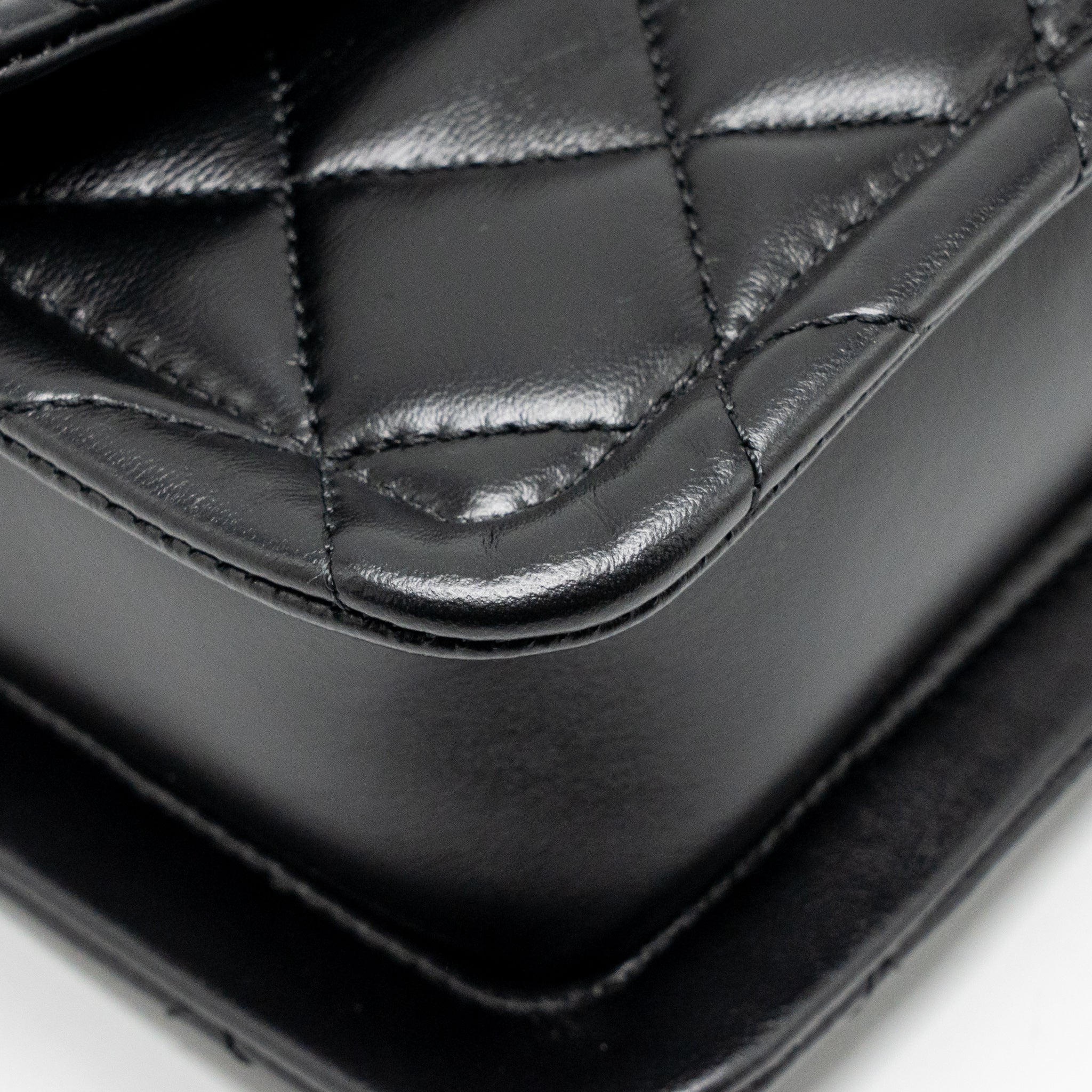 CHANEL QUILTED SQUARE FLAP BAG LAMBSKIN BLACK GHW