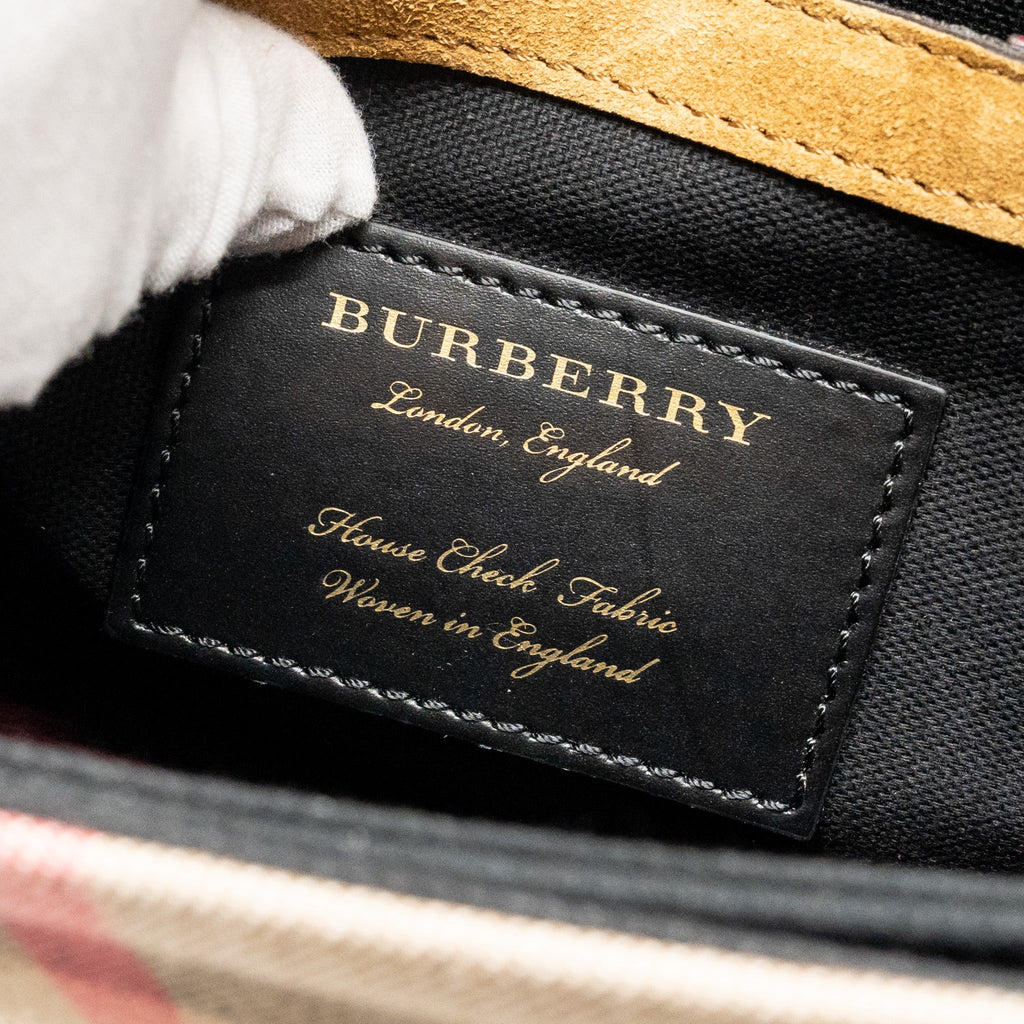BURBERRY HOUSE CHECK CROSSBODY BAG CANVAS/ CALFSKIN LEATHER MULTICOLOUR BROWN GHW