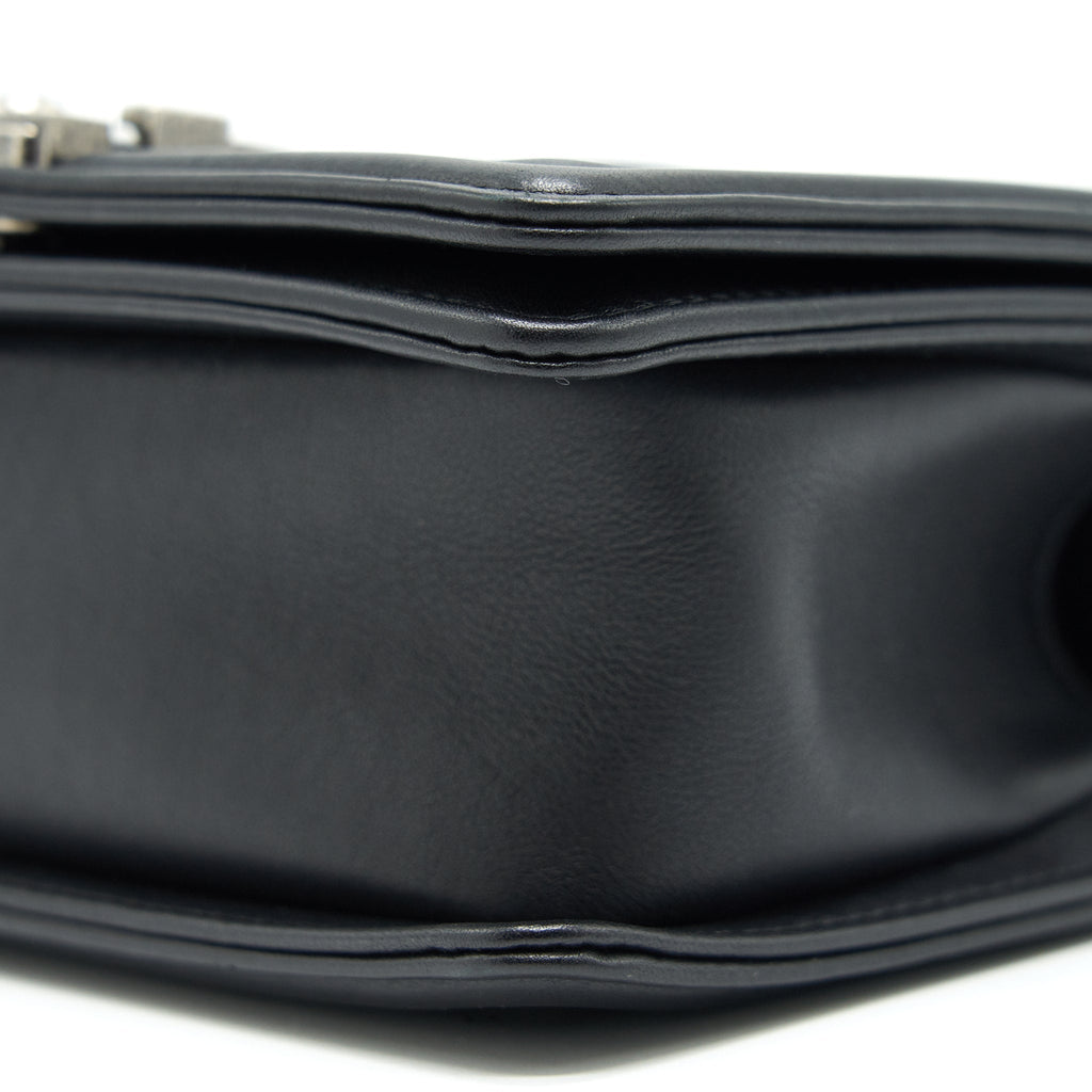 CHANEL SMALL CHEVRON LEBOY BAG CALFSKIN BLACK WITH SHW