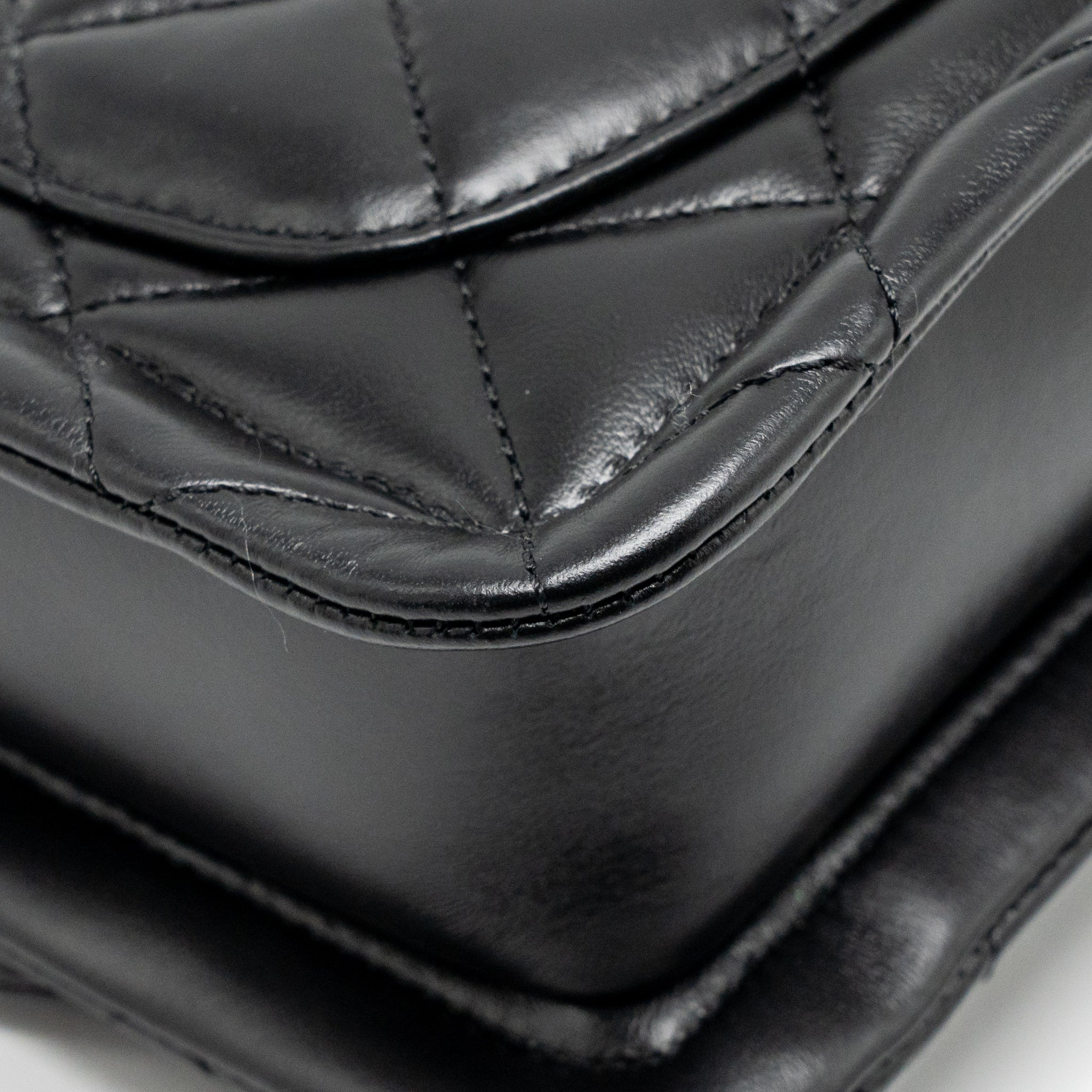 CHANEL QUILTED SQUARE FLAP BAG LAMBSKIN BLACK GHW